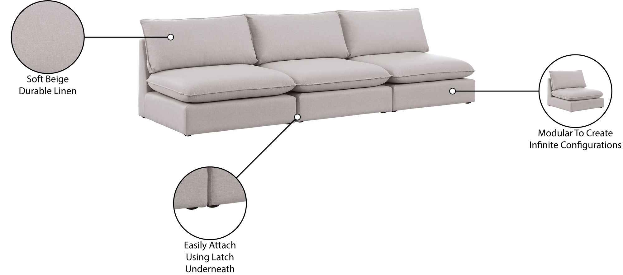 Mackenzie 120" Linen Armless Modular Sofa