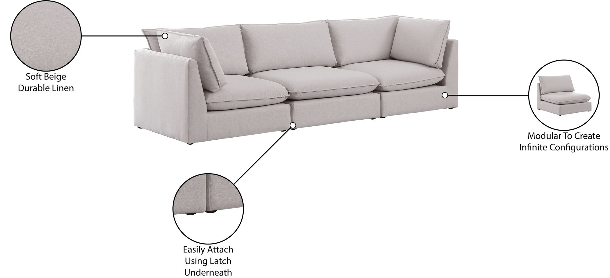Mackenzie 120" Linen Modular Sofa