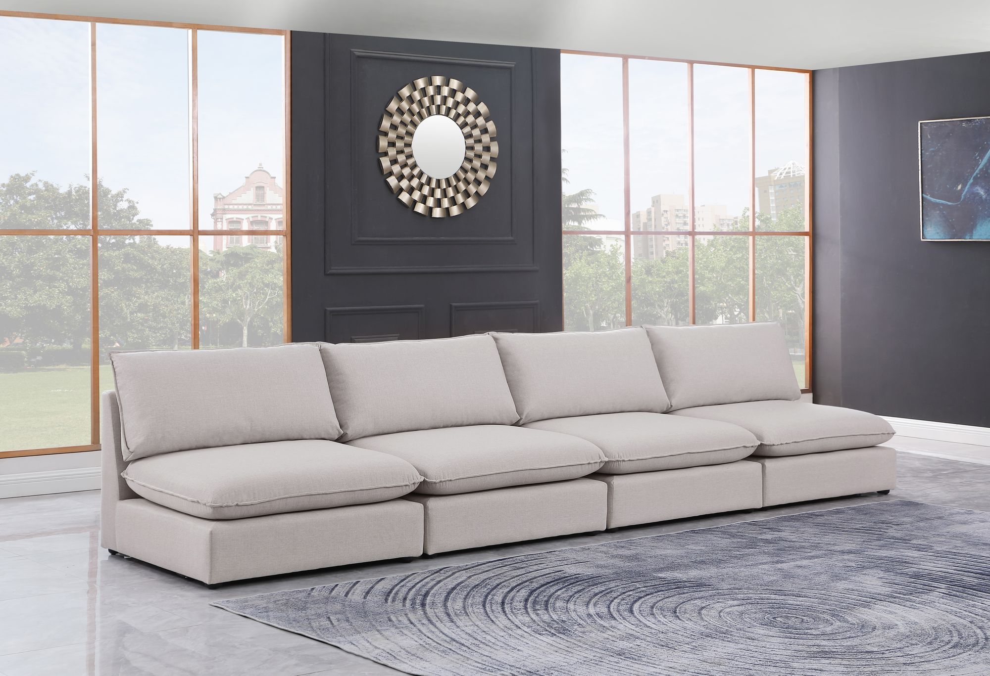 Mackenzie 160" Linen Armless Modular Sofa