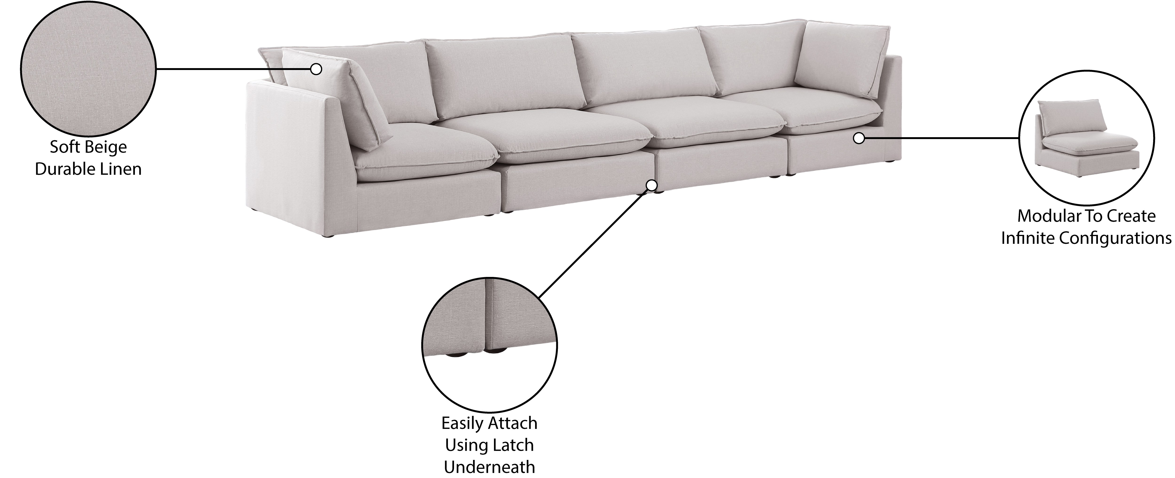 Mackenzie Linen 160" Modular Sofa