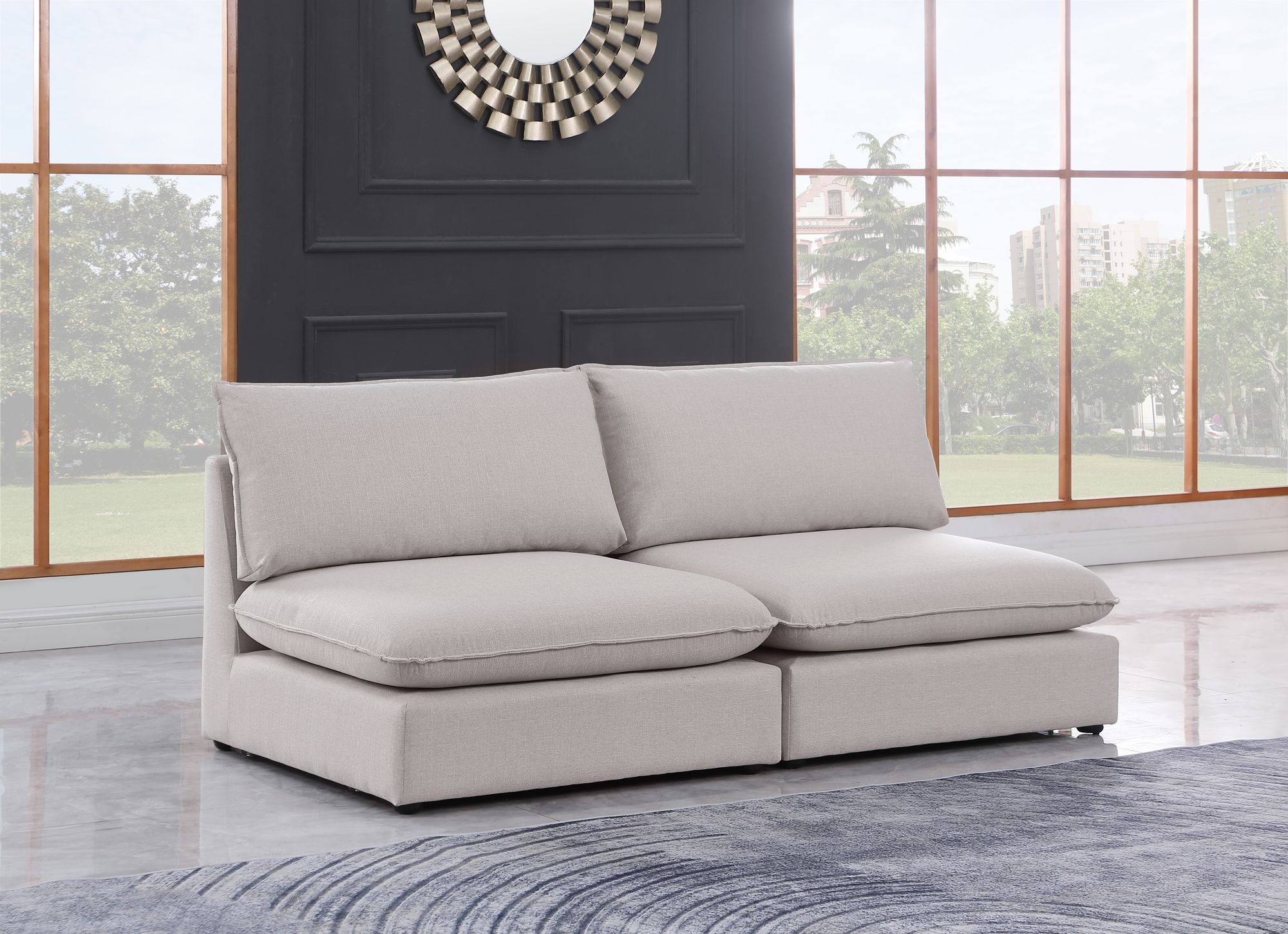 Mackenzie 80" Linen Armless Modular Sofa