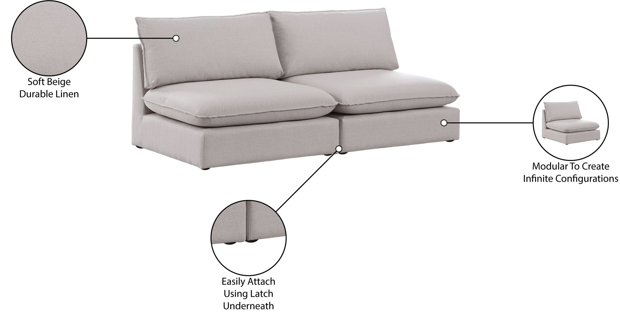 Mackenzie 80" Linen Armless Modular Sofa