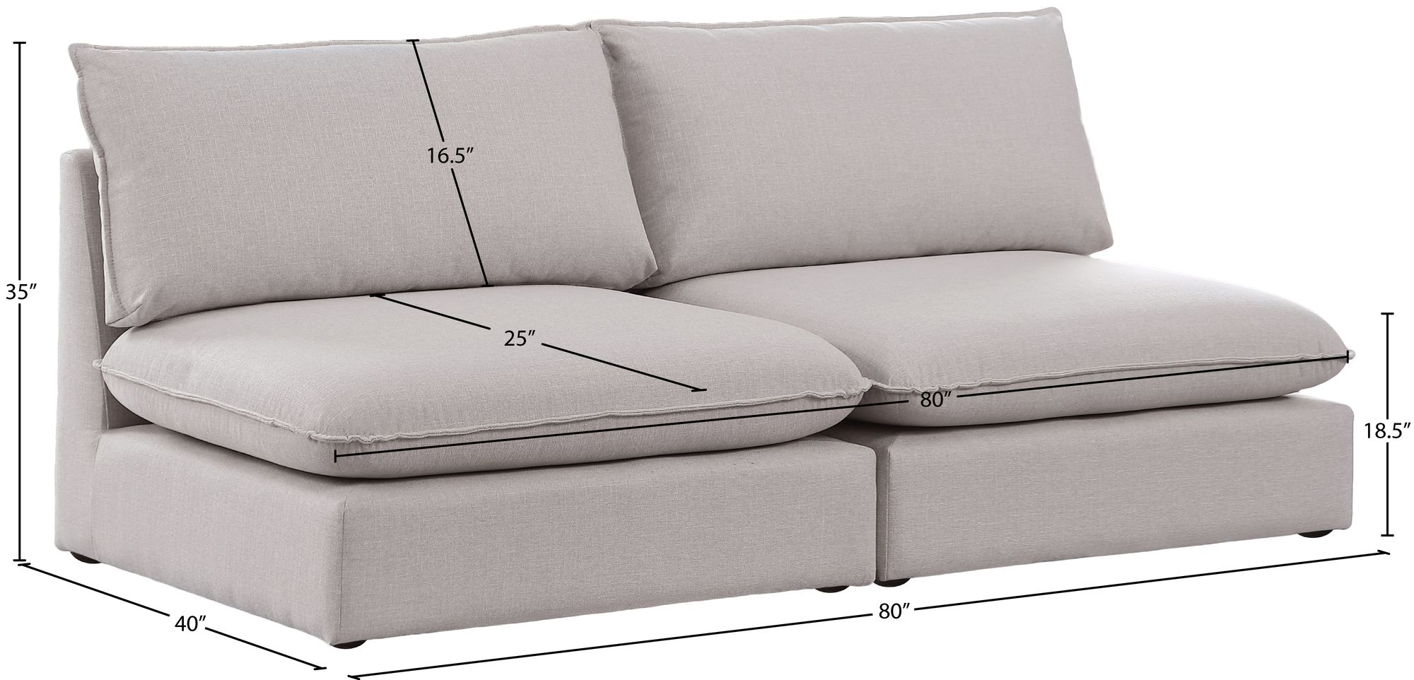 Mackenzie 80" Linen Armless Modular Sofa
