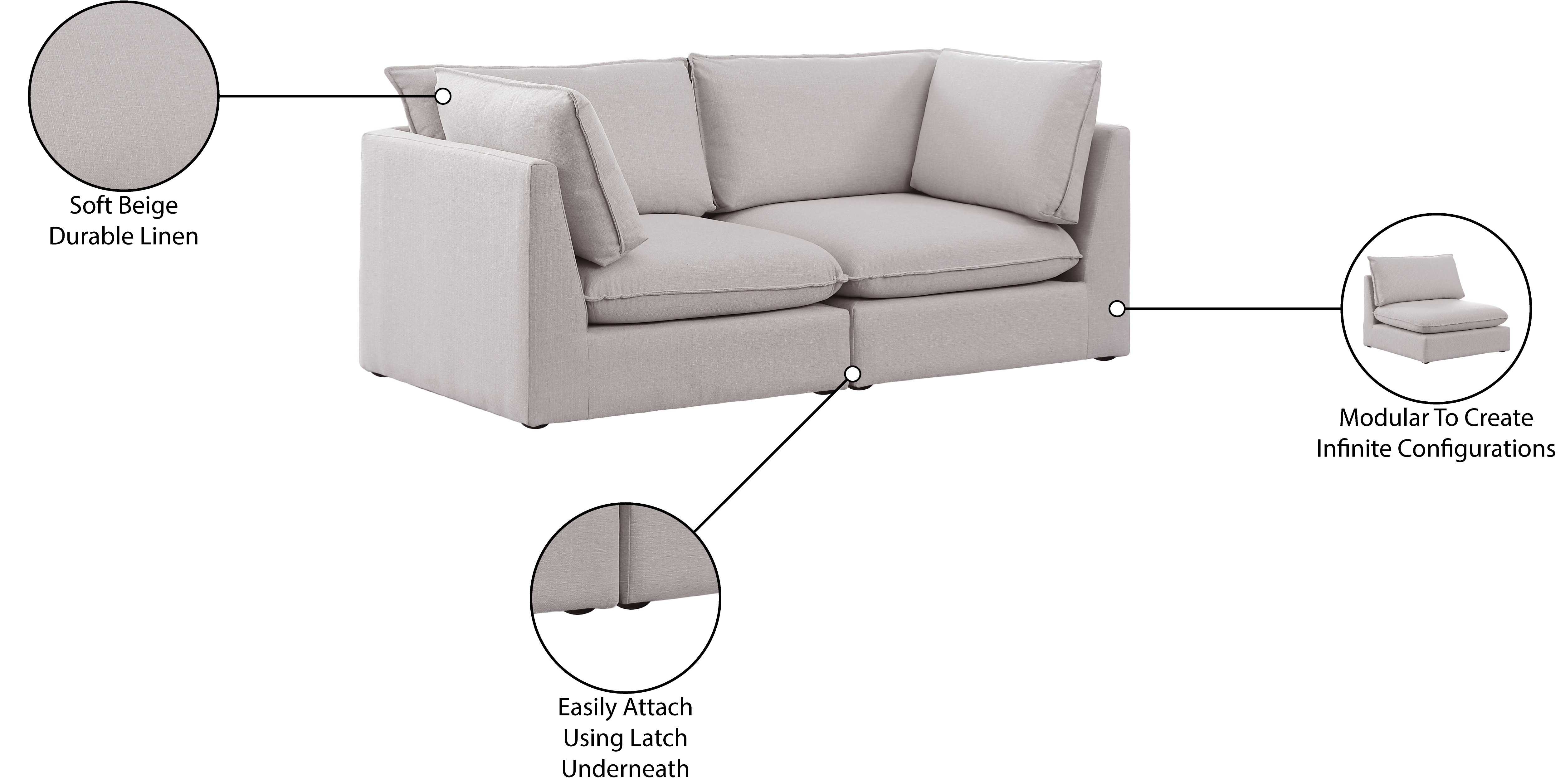 Mackenzie 80" Linen Modular Sofa