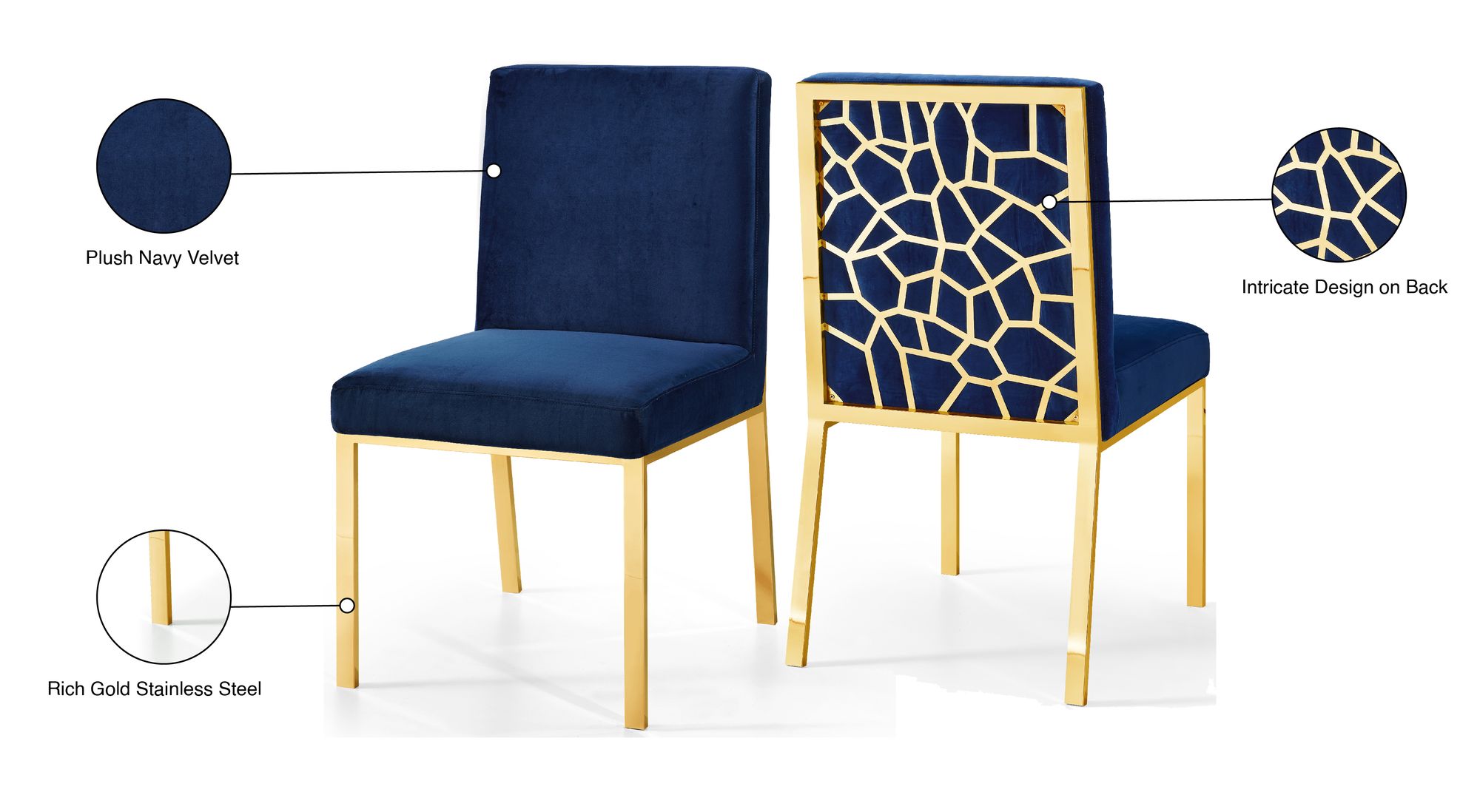 Opal Velvet Dining Chair with Gold Stainless Steel Base