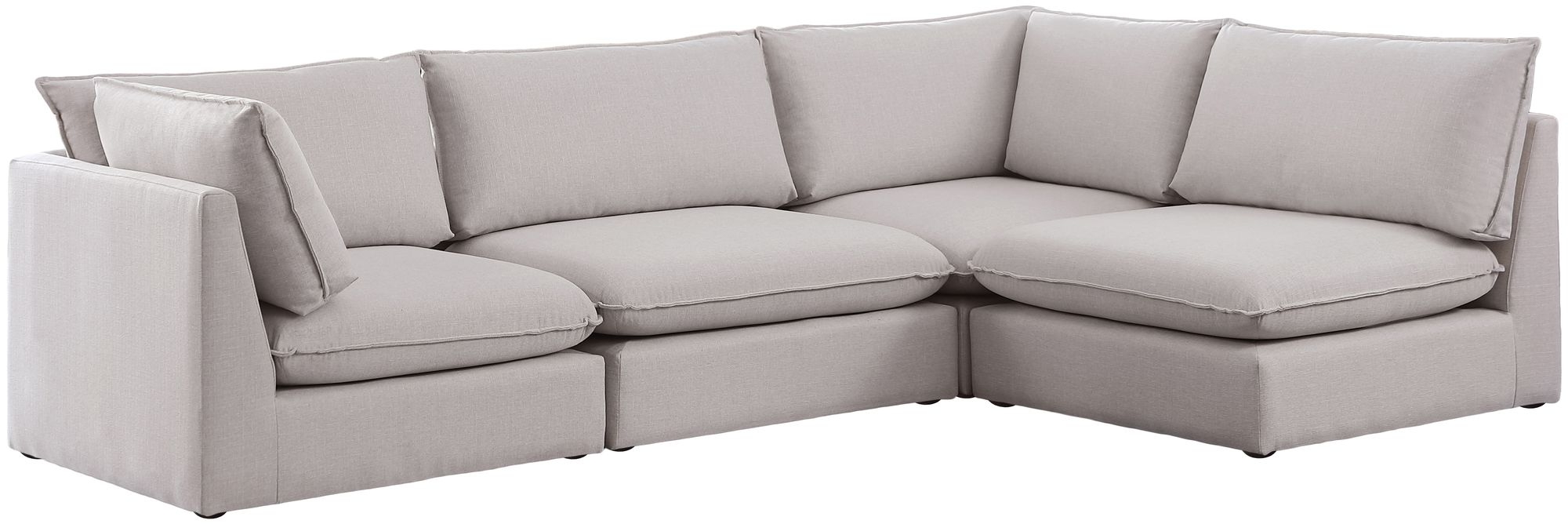 Mackenzie 120" 4-Piece Linen Fabric Modular Corner Sectional Sofa