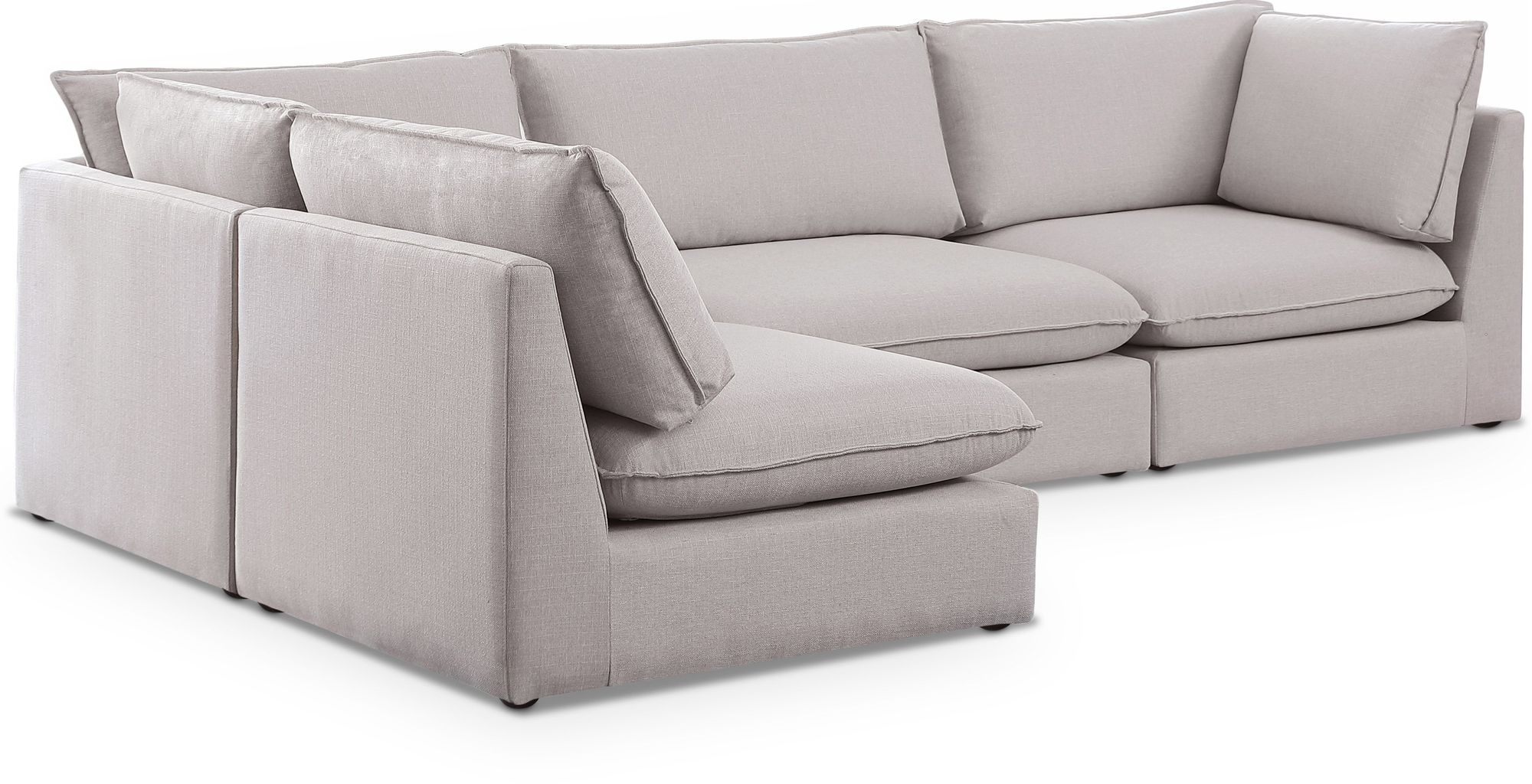 Mackenzie 120" 4-Piece Linen Fabric Modular Corner Sectional Sofa