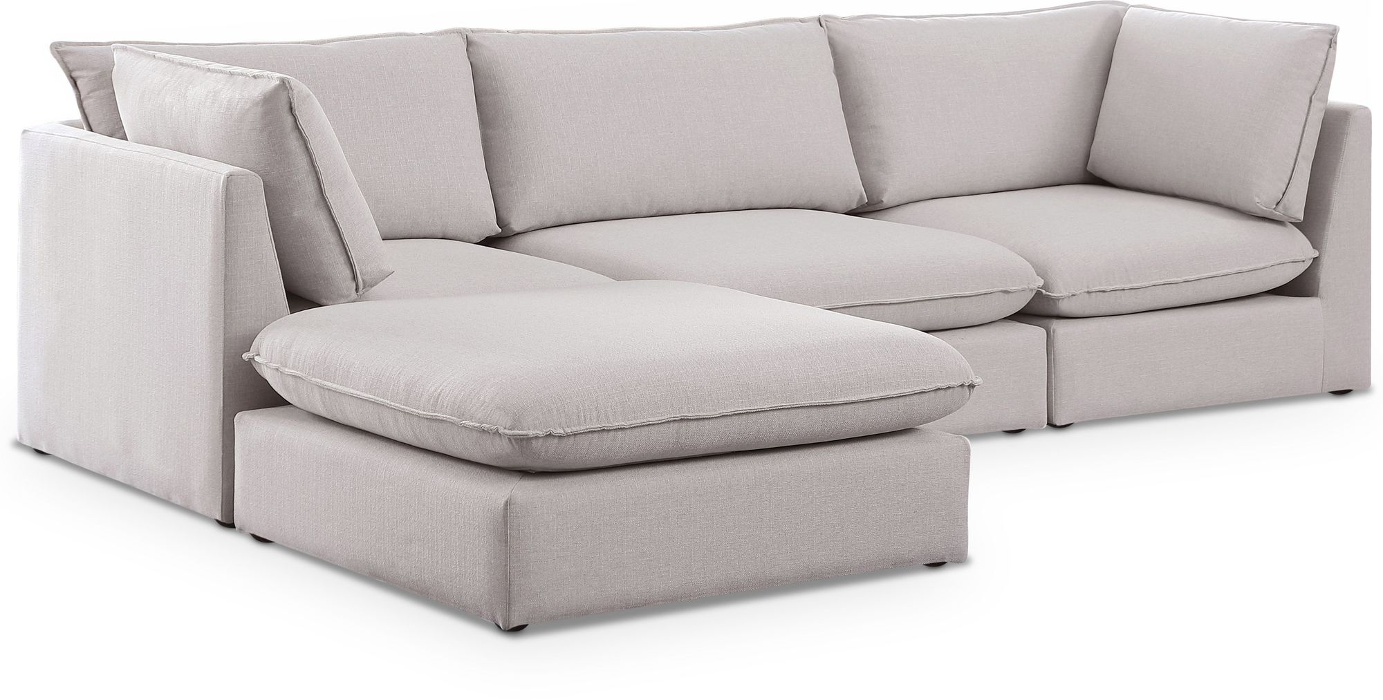 Mackenzie 120" 4-Piece Linen Fabric Modular Sectional Sofa
