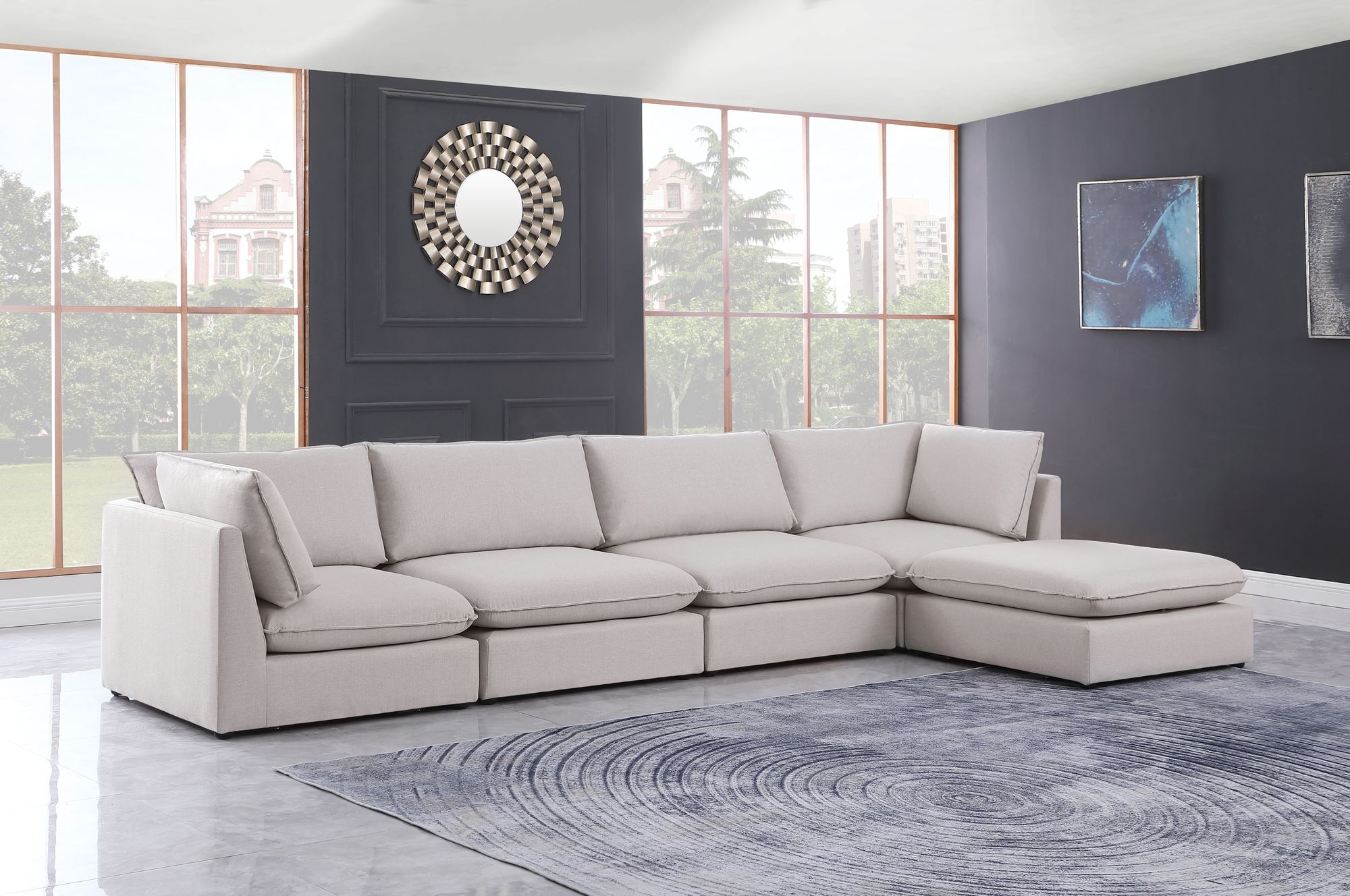 Mackenzie 160" 5-Piece Linen Fabric Modular Sectional Sofa