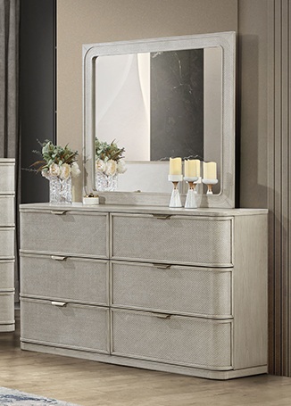 Fiji Dresser Mirror Rectangular Woven Wood Framed Bedroom Wall Mirror