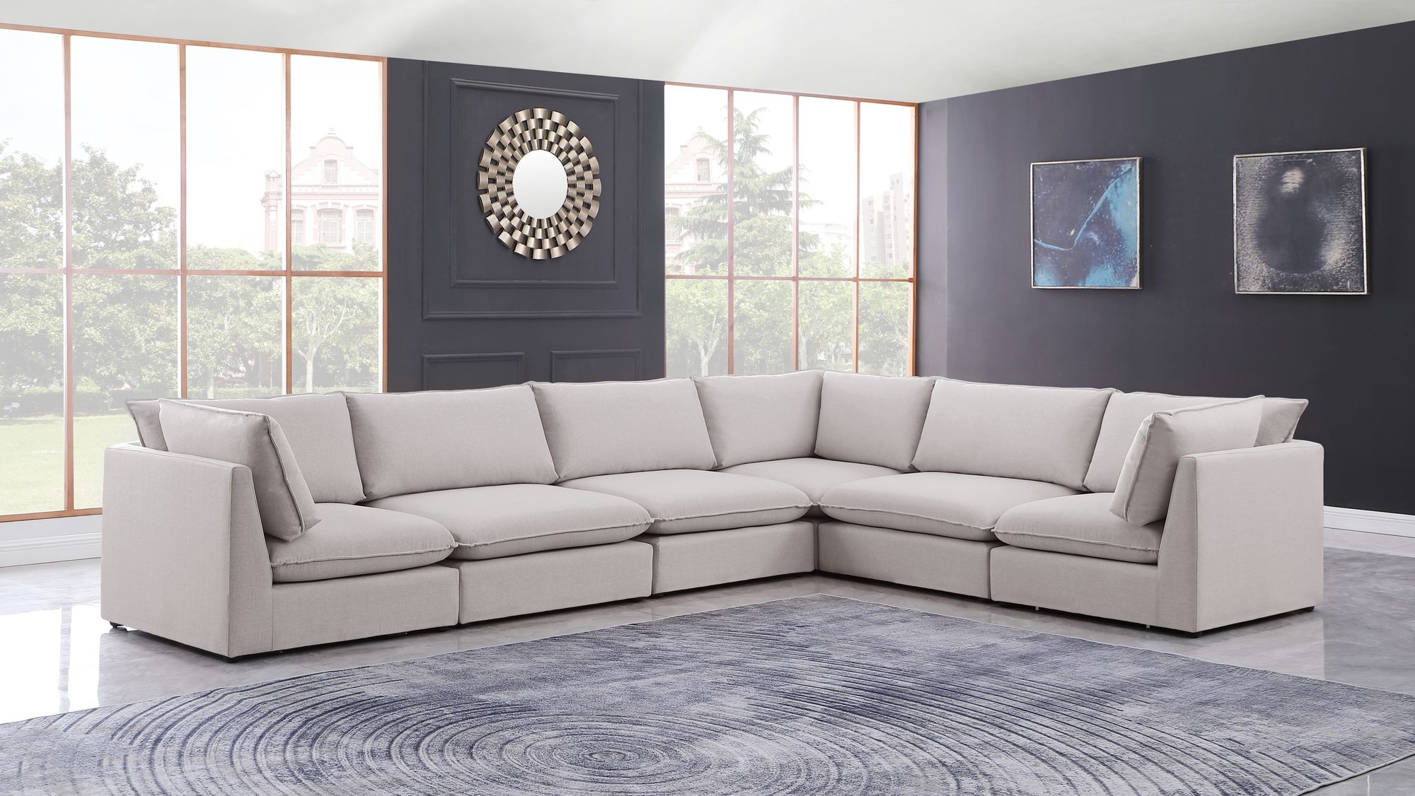 Mackenzie 160" 6-Piece Linen Fabric Modular Sectional Sofa