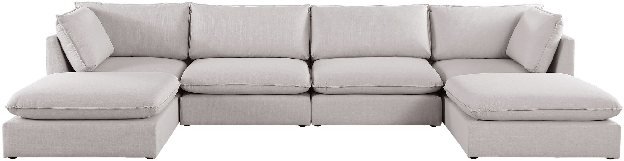 Mackenzie 160" 6-Piece Linen Fabric Modular U-Shape Sectional Sofa