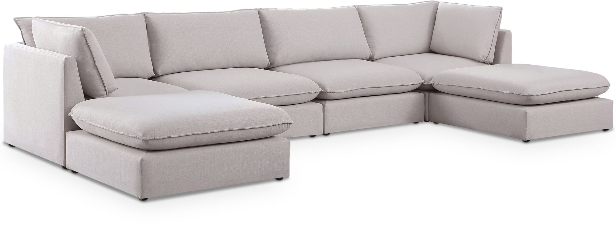 Mackenzie 160" 6-Piece Linen Fabric Modular U-Shape Sectional Sofa