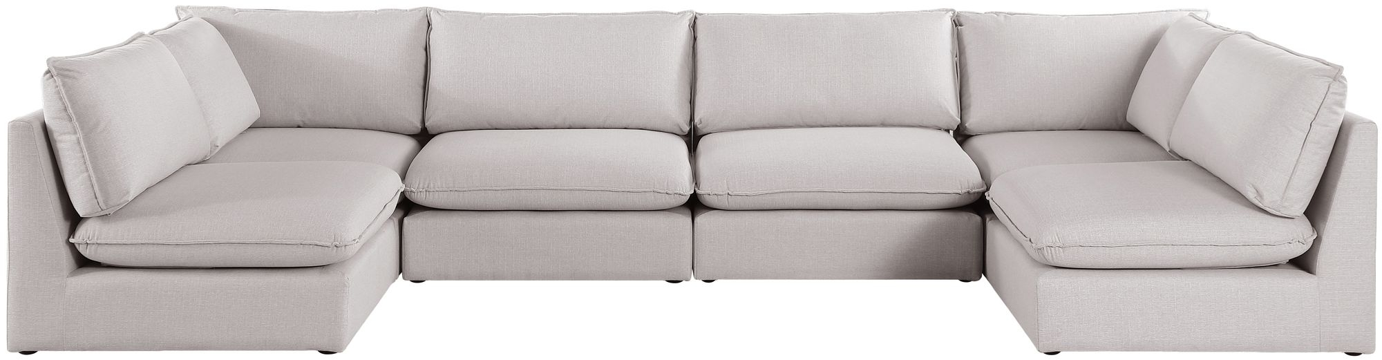 Mackenzie 160" 6-Piece Linen Fabric Modular U-Shape Corner Sectional Sofa