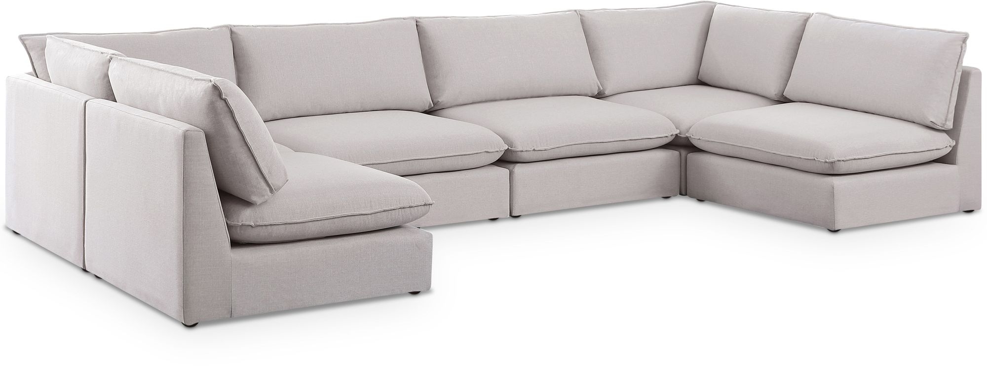 Mackenzie 160" 6-Piece Linen Fabric Modular U-Shape Corner Sectional Sofa
