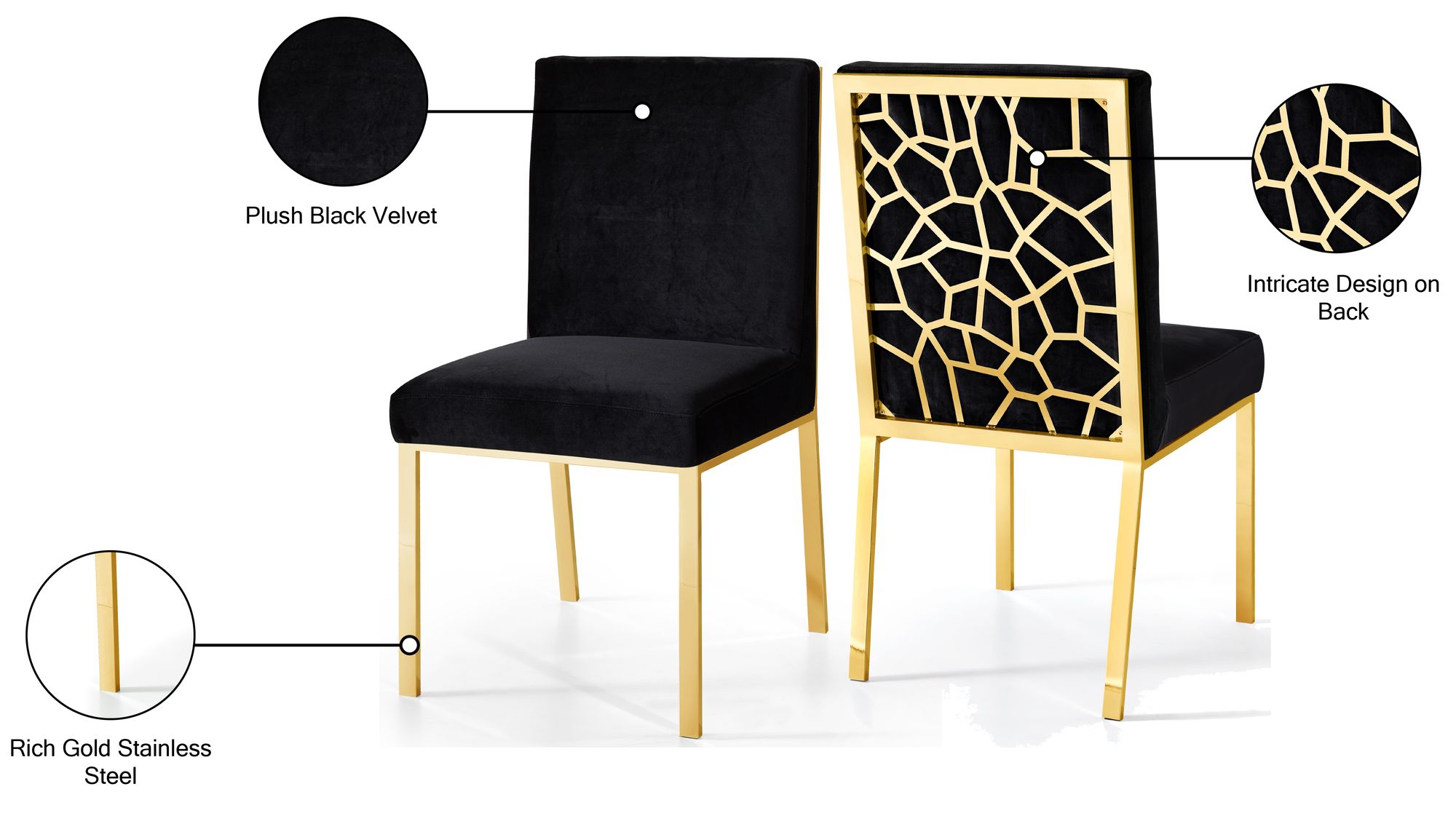 Opal Velvet Dining Chair with Gold Stainless Steel Base