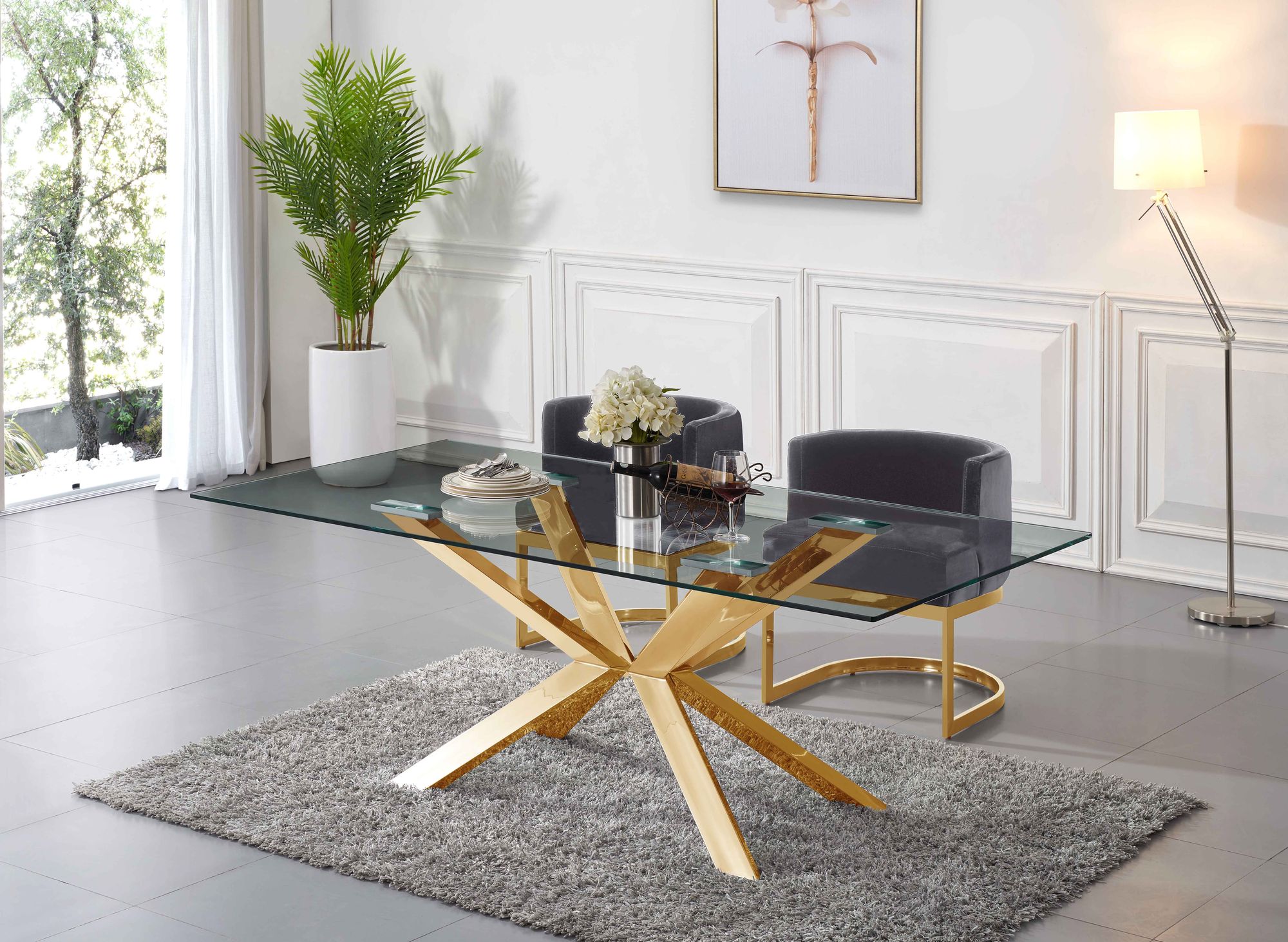 Gianna Velvet Dining Chair with Gold Stainless Steel Base