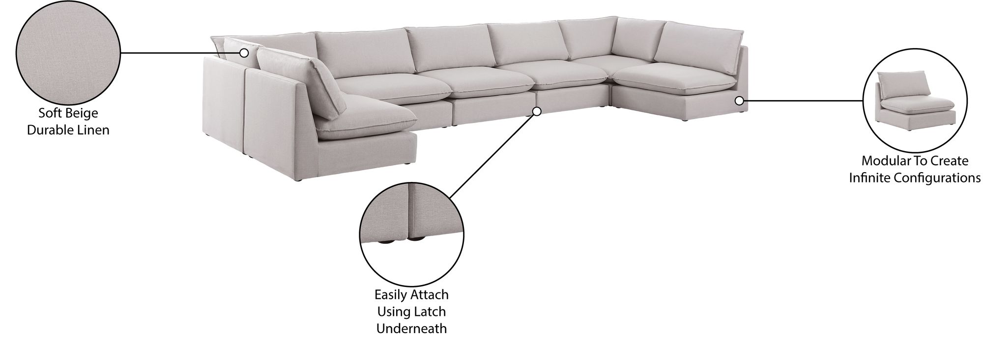 Mackenzie 200" 7-Piece Linen Modular Sectional