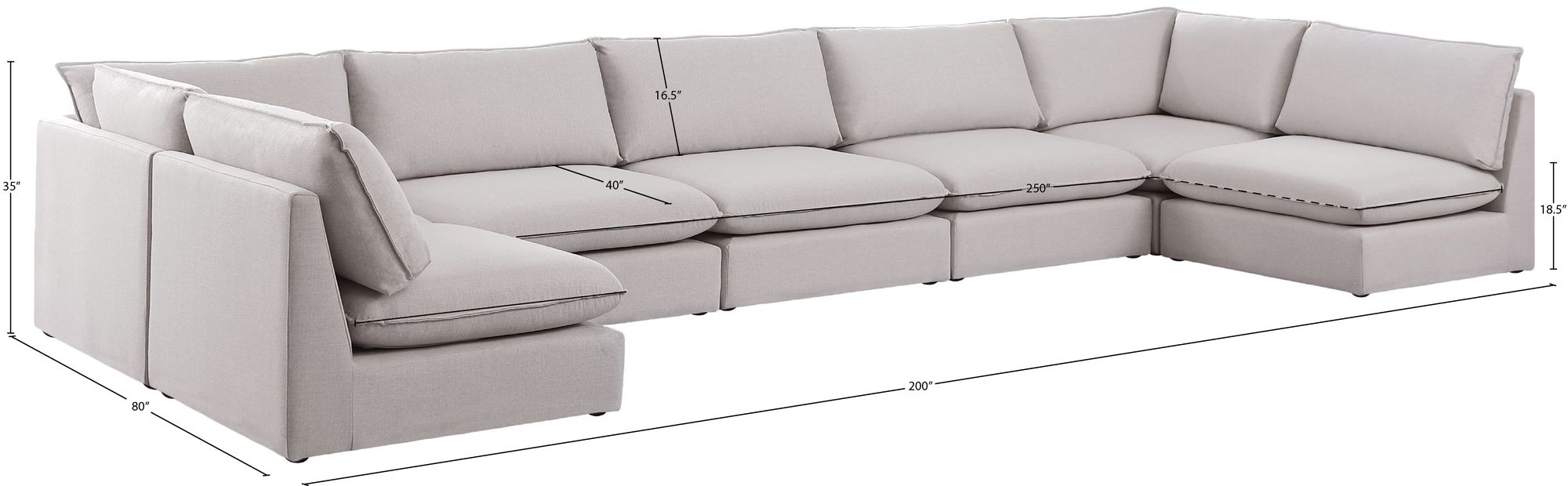 Mackenzie 200" 7-Piece Linen Fabric Modular Sectional Sofa
