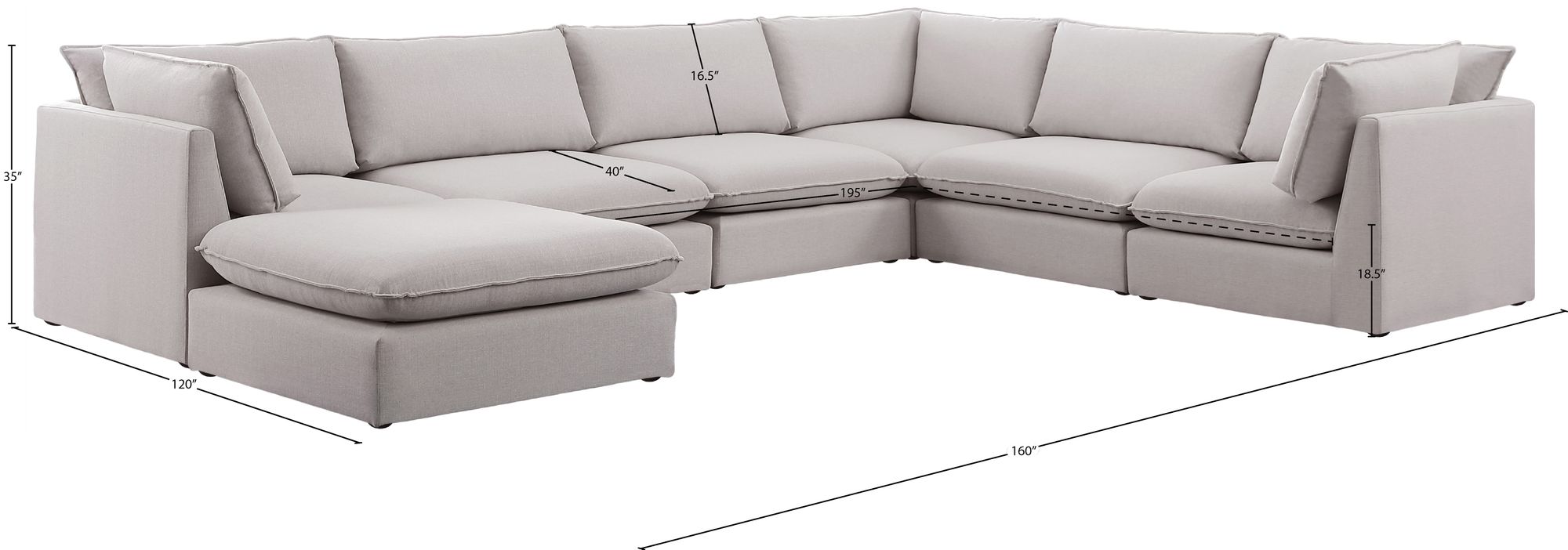 Mackenzie 160" 7-Piece Linen Modular Sectional