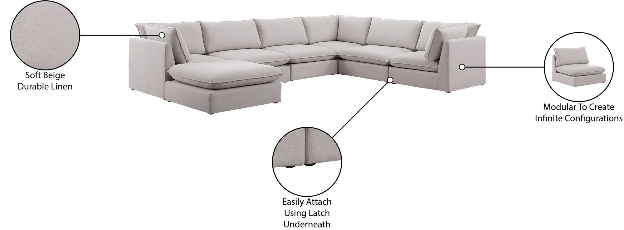 Mackenzie 160" 7-Piece Linen Modular Sectional