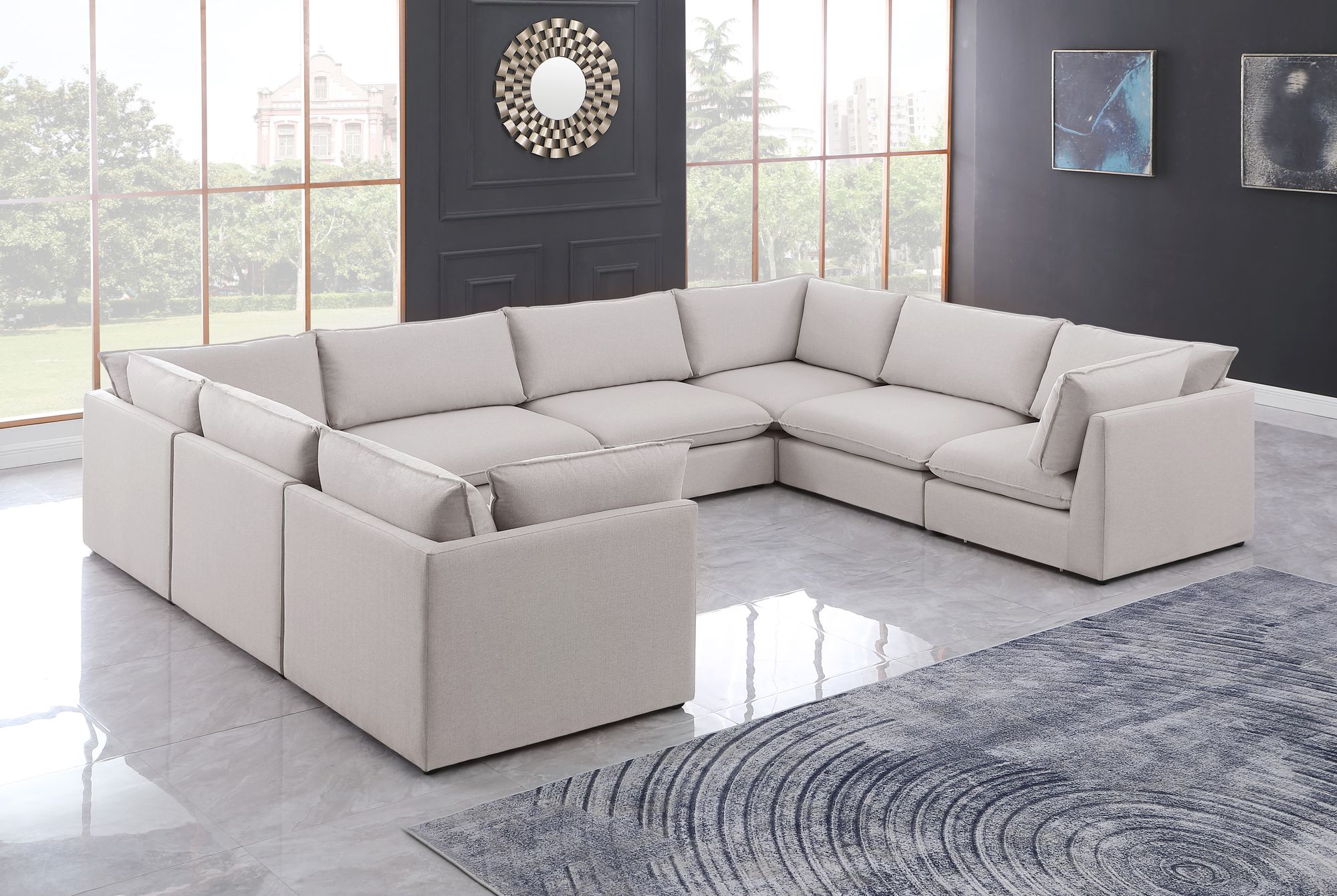 Mackenzie 160" 8-Piece Linen Modular Sectional