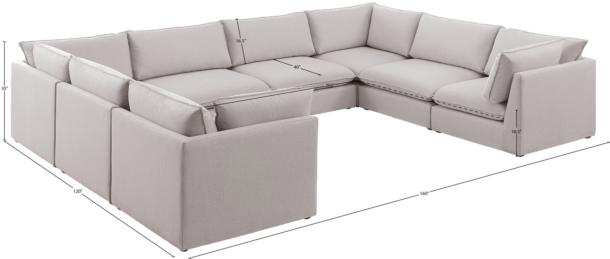 Mackenzie 160" 8-Piece Linen Modular Sectional