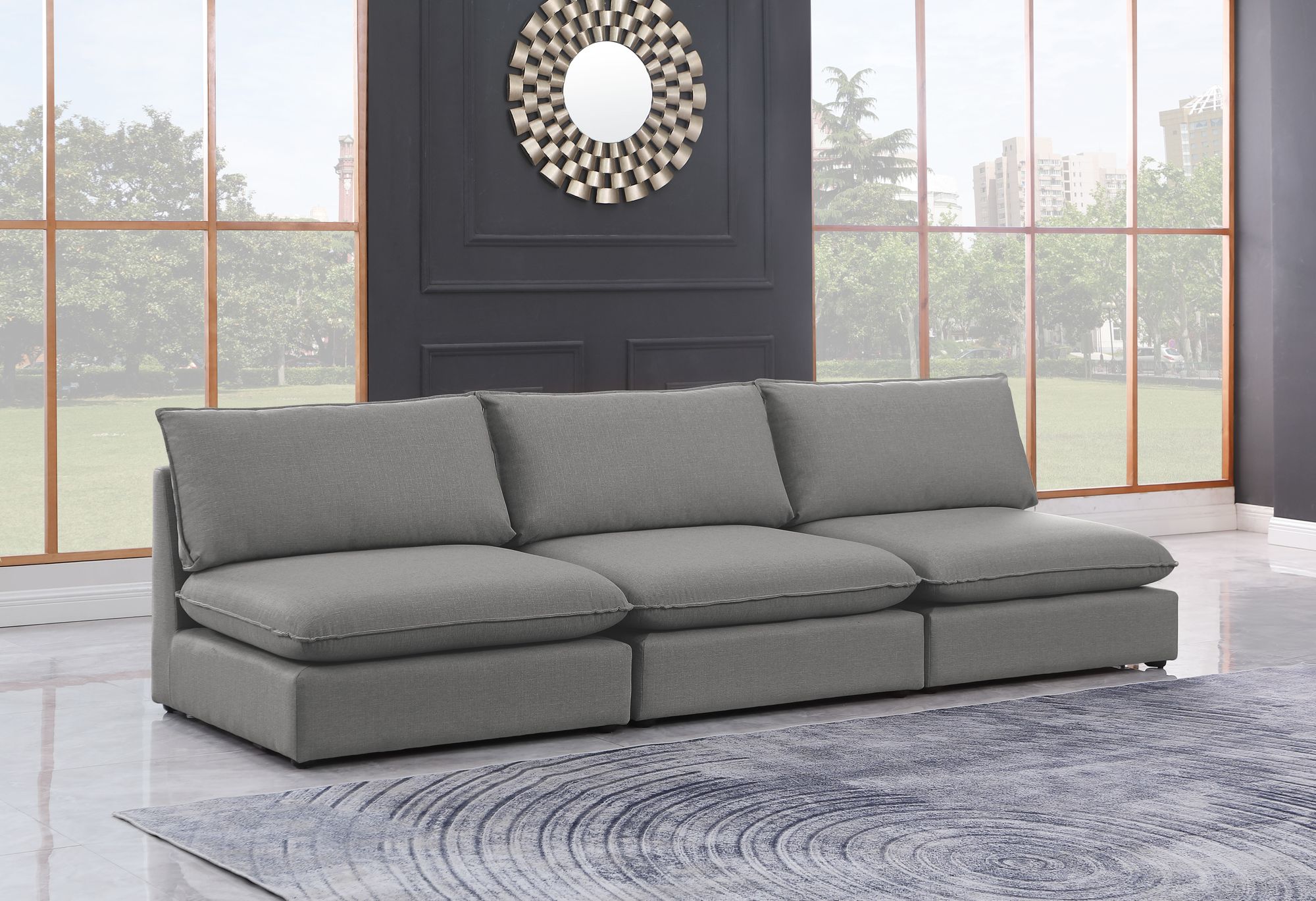 Mackenzie 120" Linen Armless Modular Sofa