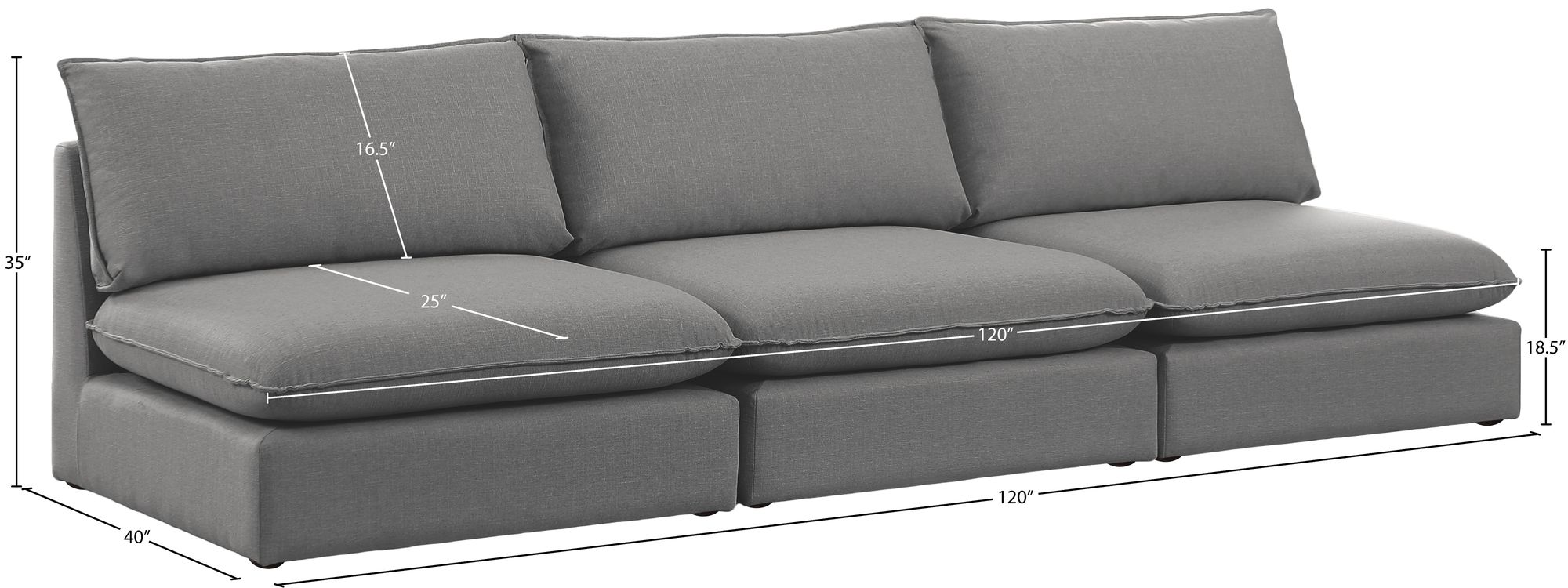 Mackenzie 120" Linen Armless Modular Sofa