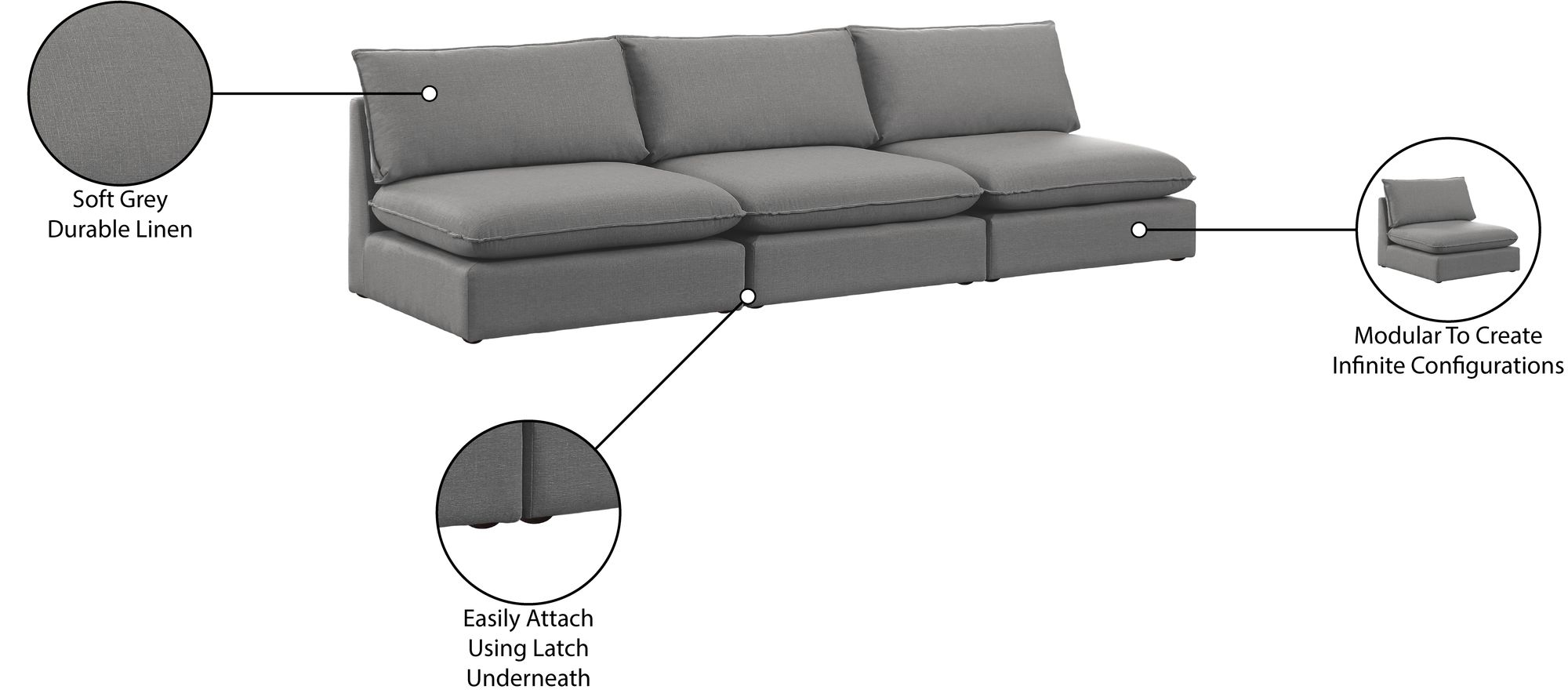 Mackenzie 120" Linen Armless Modular Sofa