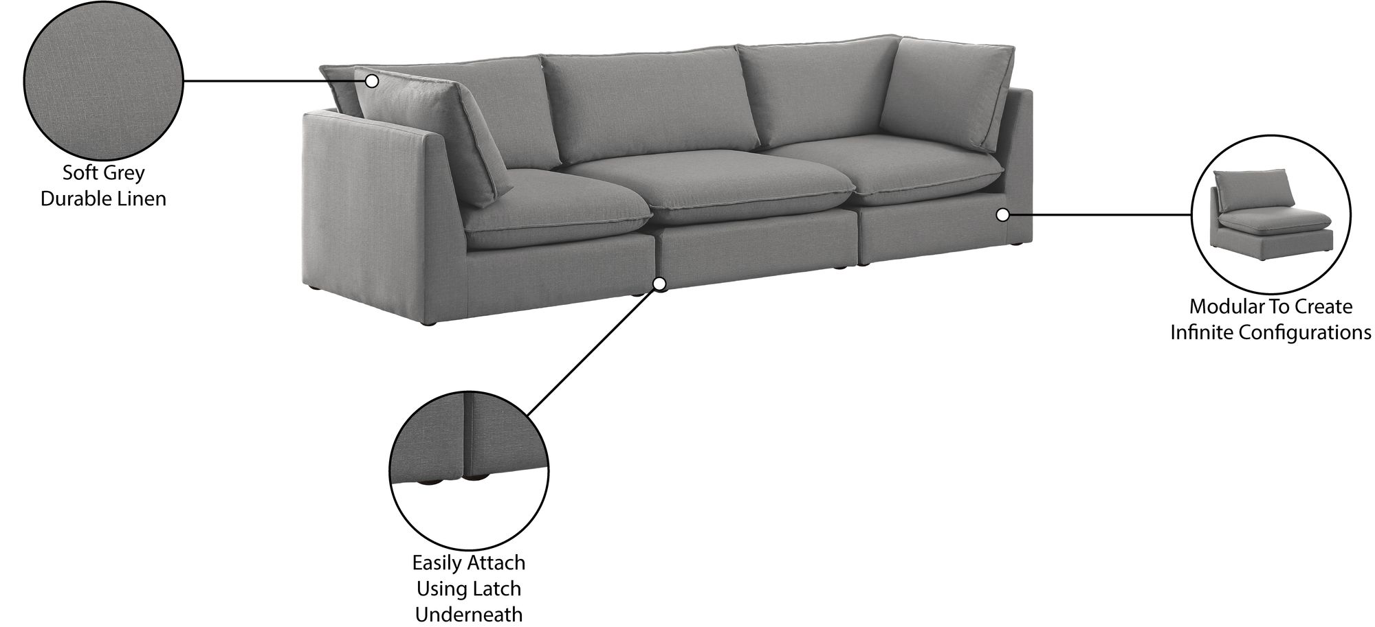 Mackenzie 120" Linen Modular Sofa