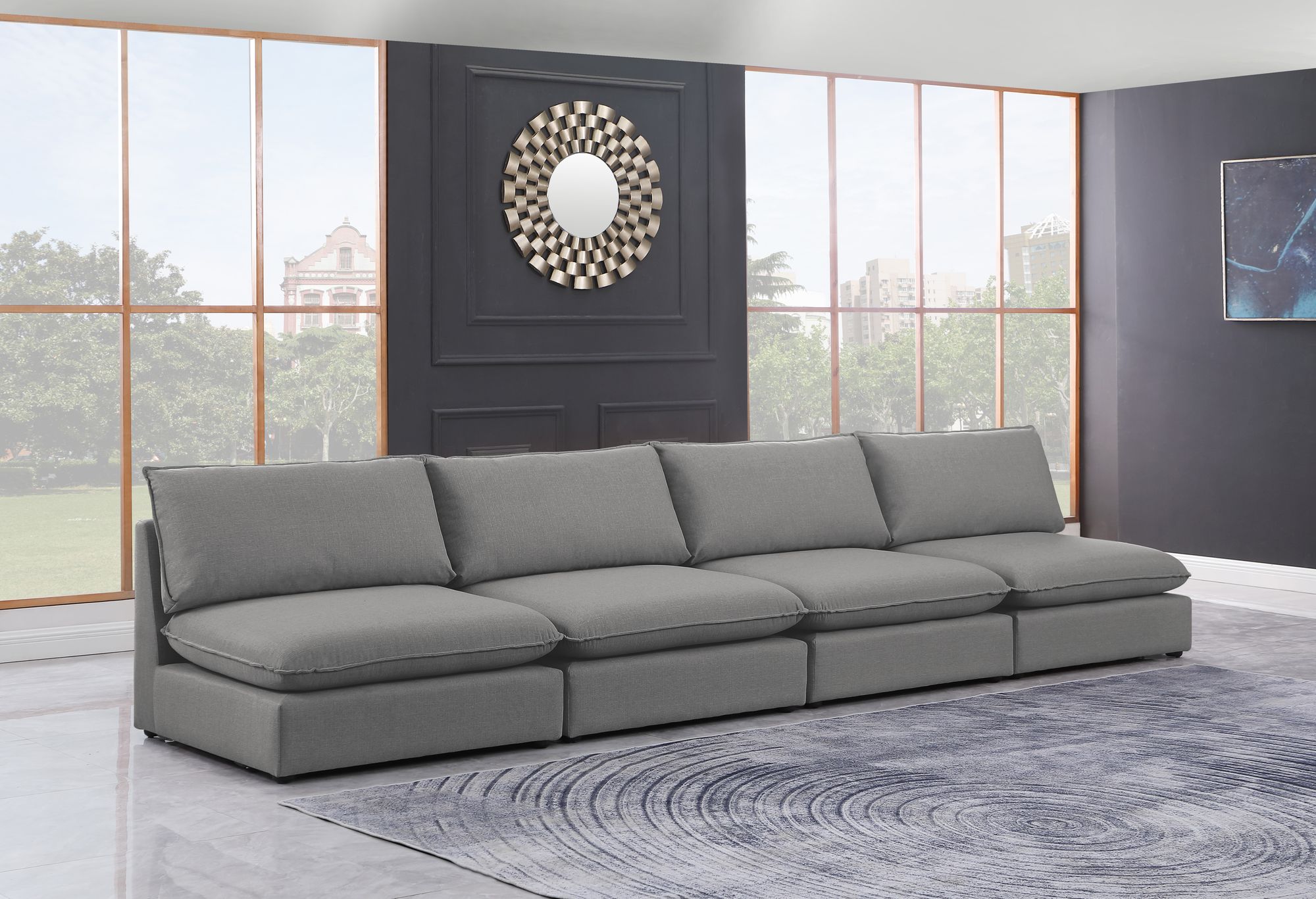 Mackenzie 160" Linen Armless Modular Sofa