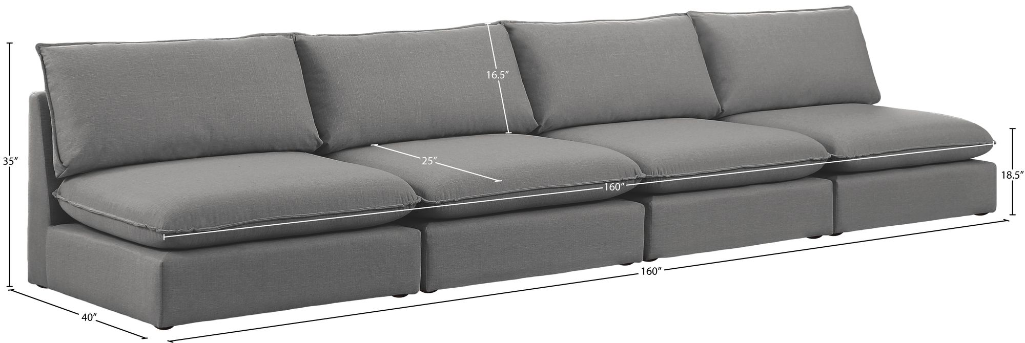 Mackenzie 160" Linen Armless Modular Sofa