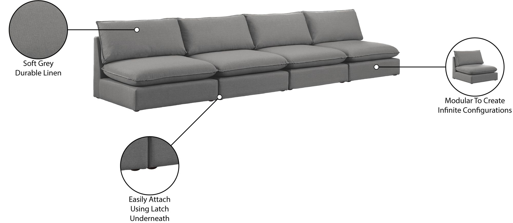 Mackenzie 160" Linen Armless Modular Sofa