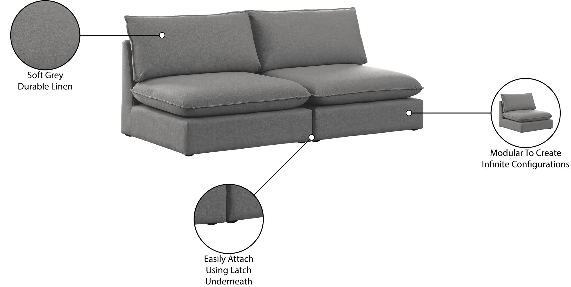 Mackenzie 80" Linen Armless Modular Sofa