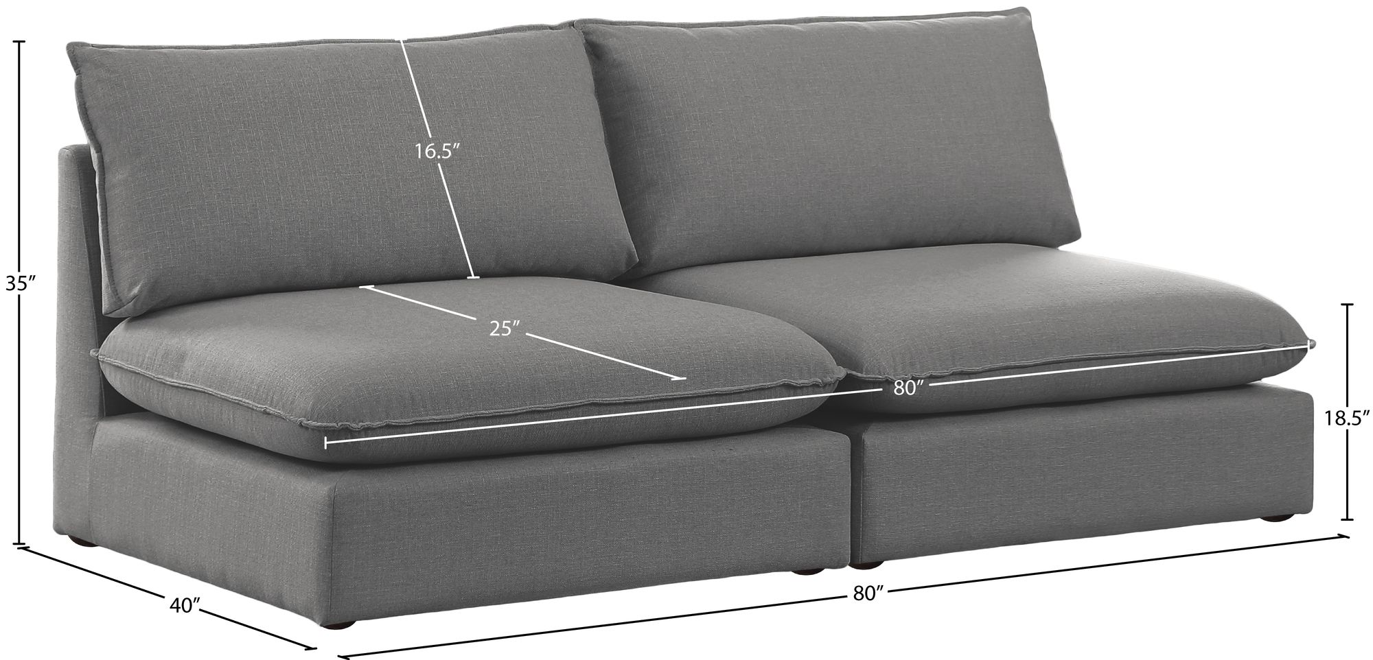 Mackenzie 80" Linen Armless Modular Sofa