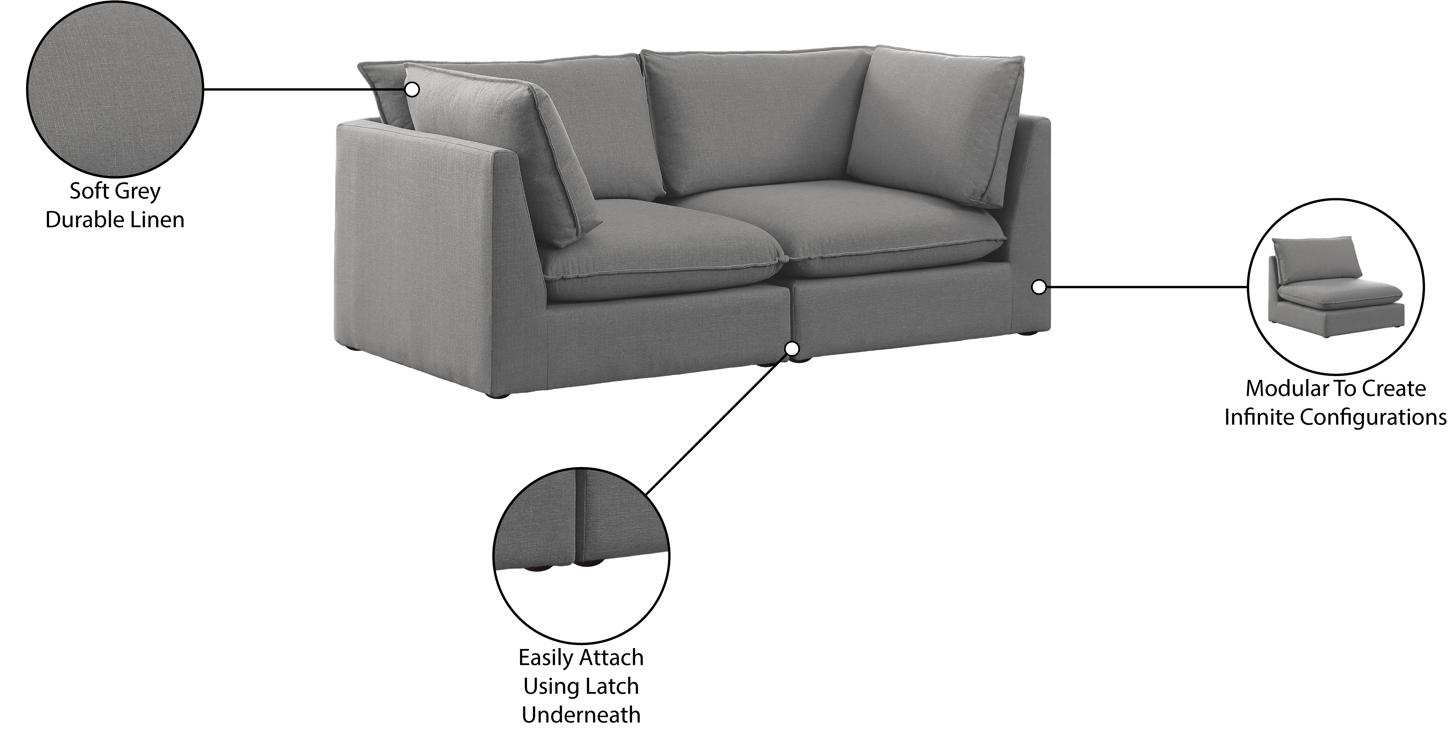 Mackenzie 80" Linen Modular Sofa