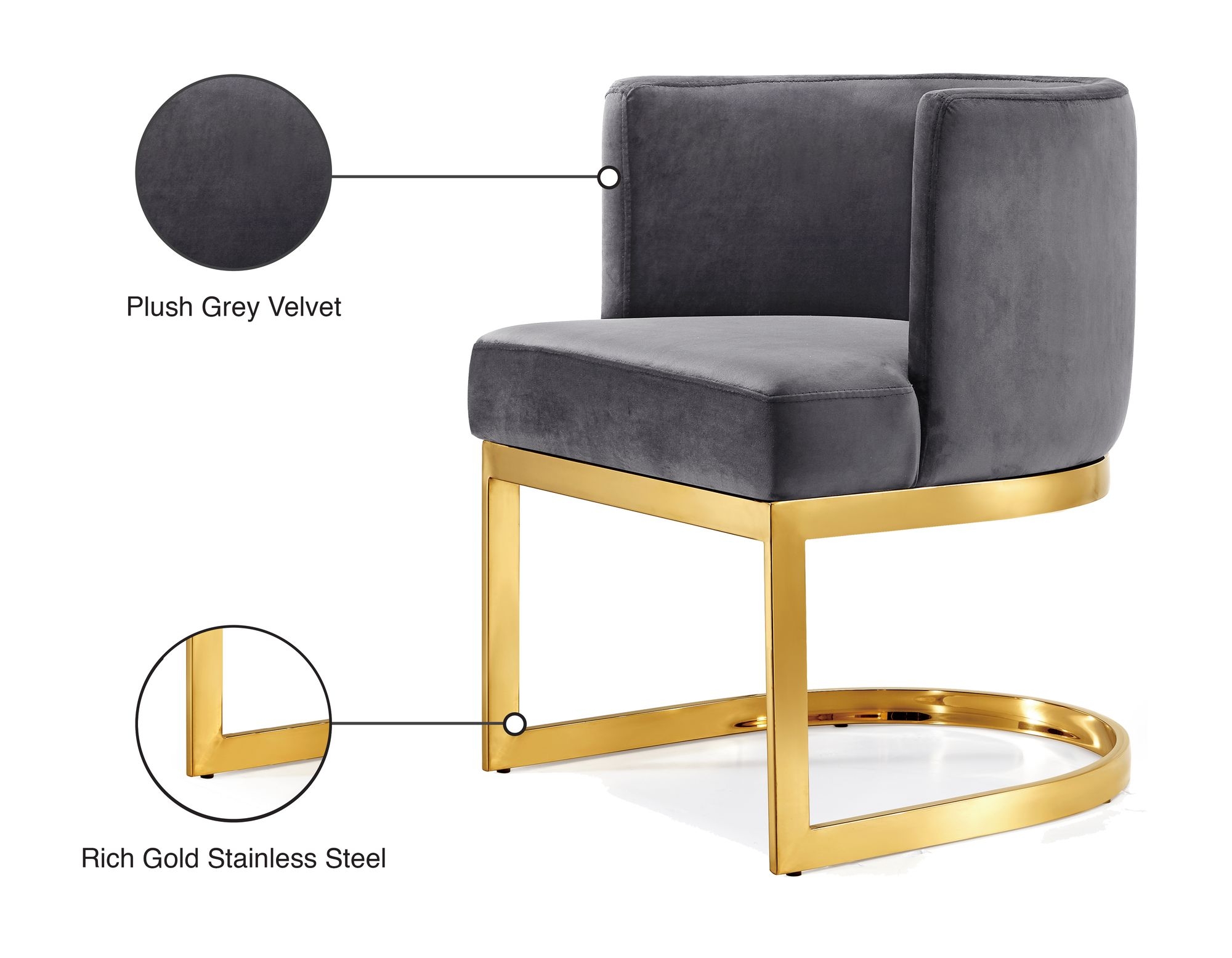 Gianna Velvet Dining Chair with Stainless Steel Base