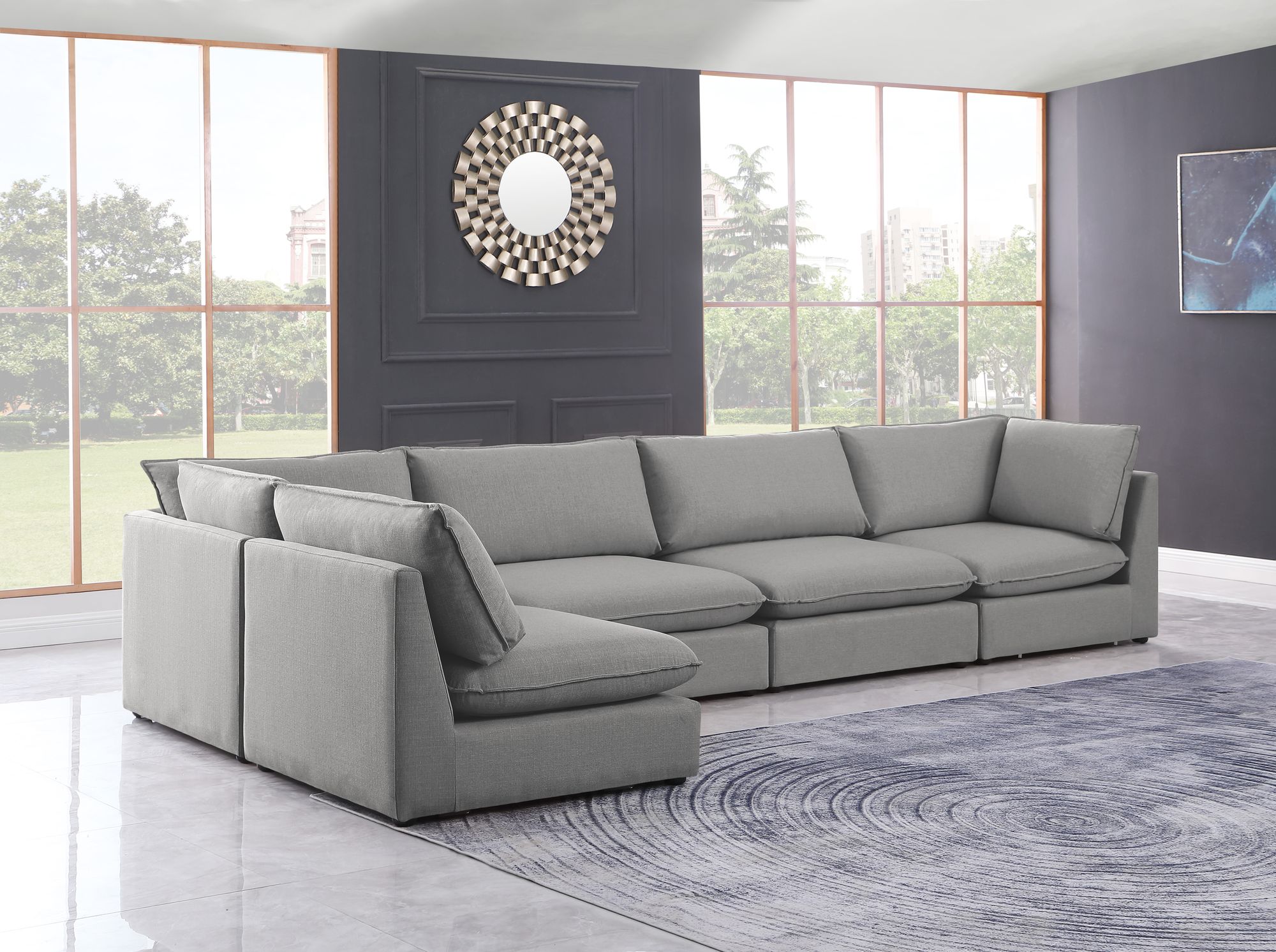 Mackenzie 160" 5-Piece Linen Modular Corner Sectional