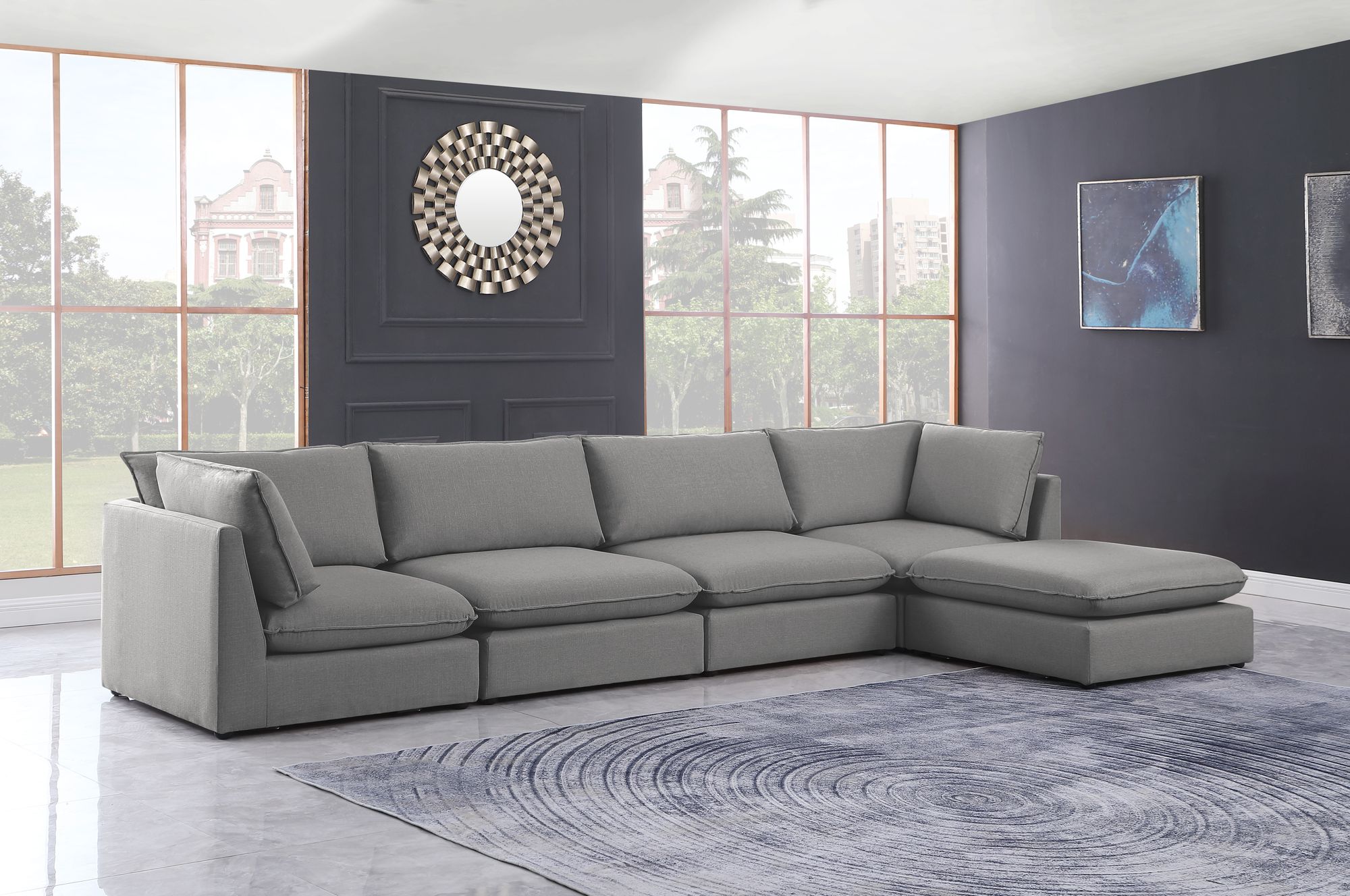 Mackenzie 160" 5-Piece Linen Modular Sectional