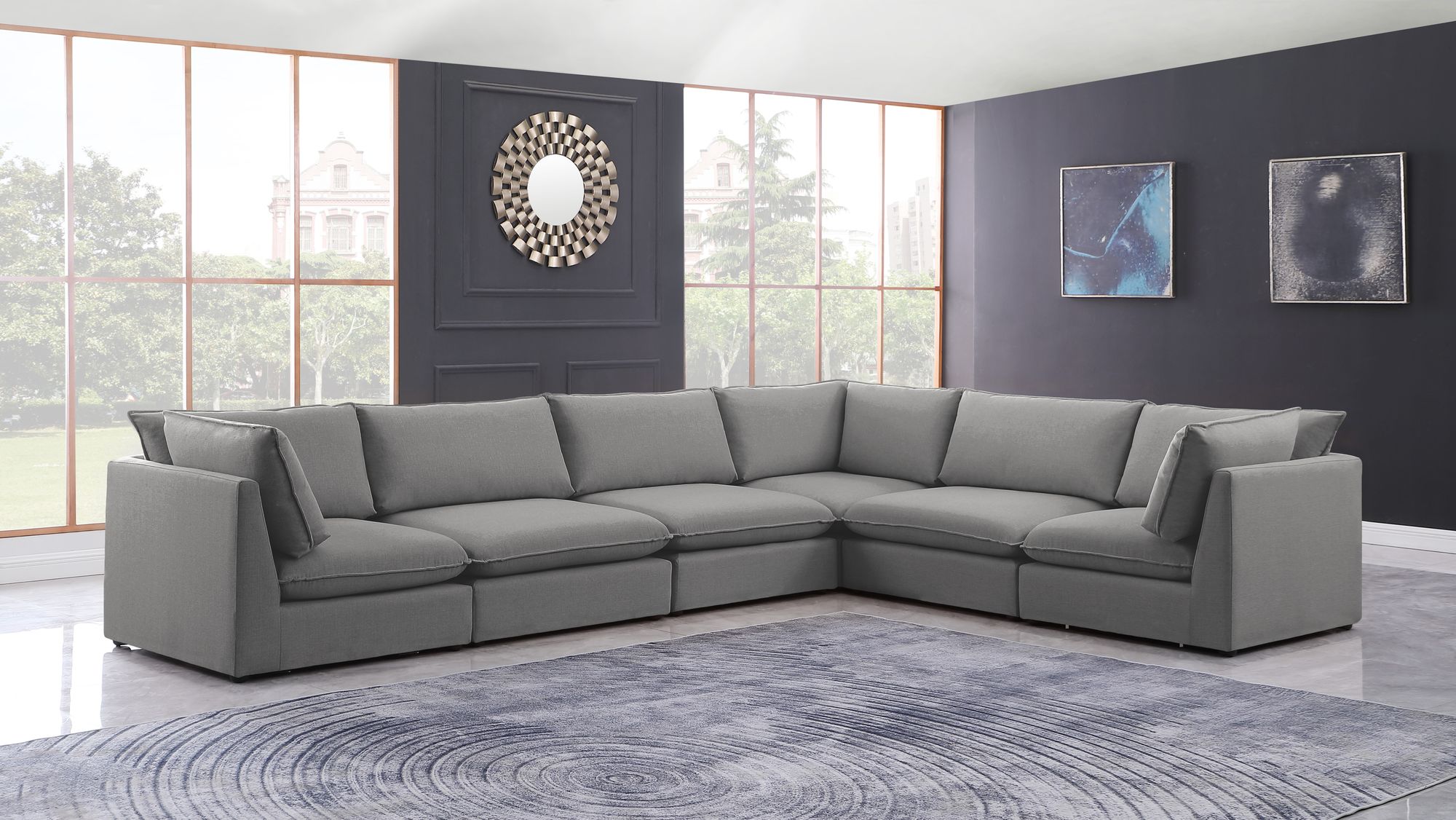 Mackenzie 160" 6-Piece Linen Fabric Modular Sectional Sofa