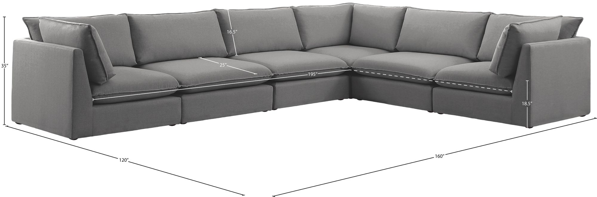 Mackenzie 160" 6-Piece Linen Modular Sectional