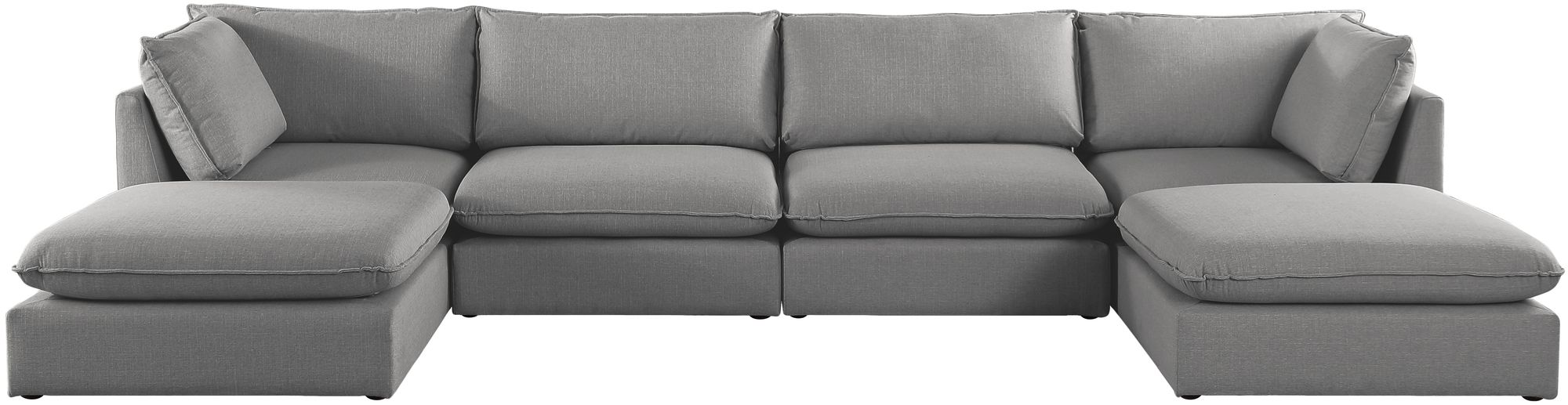 Mackenzie 160" 6-Piece Linen Fabric Modular U-Shape Sectional Sofa