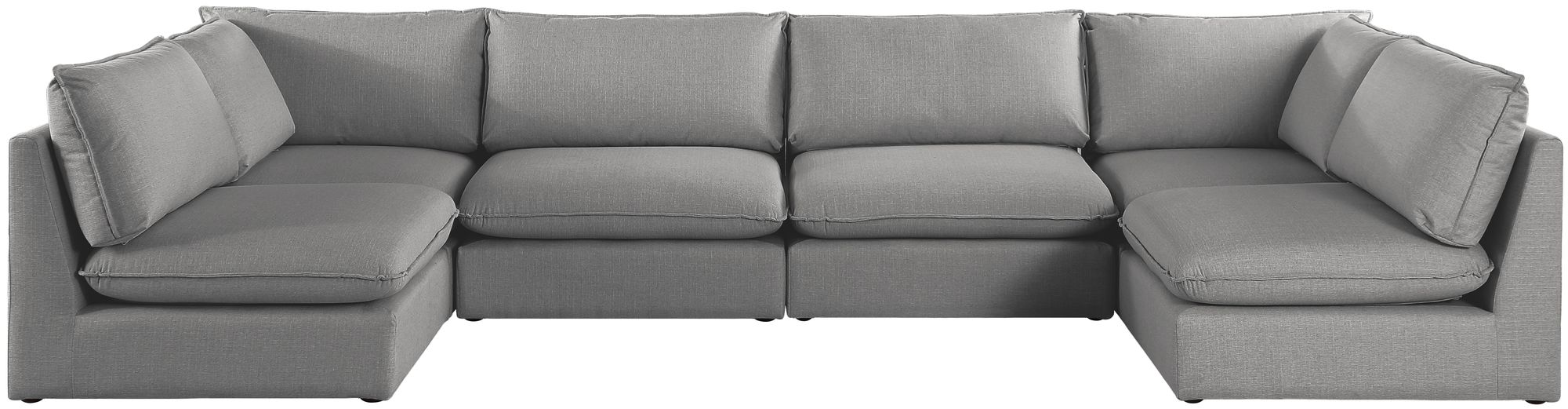 Mackenzie 160" 6-Piece Linen Fabric Modular U-Shape Corner Sectional Sofa