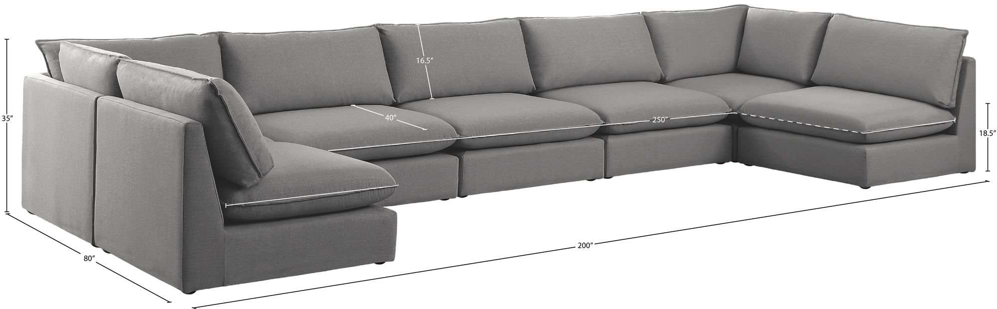 Mackenzie 200" 7-Piece Linen Fabric Modular Sectional Sofa