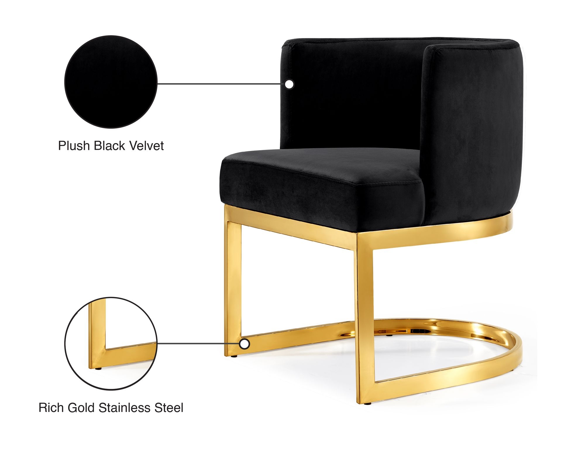 Gianna Velvet Dining Chair with Stainless Steel Base