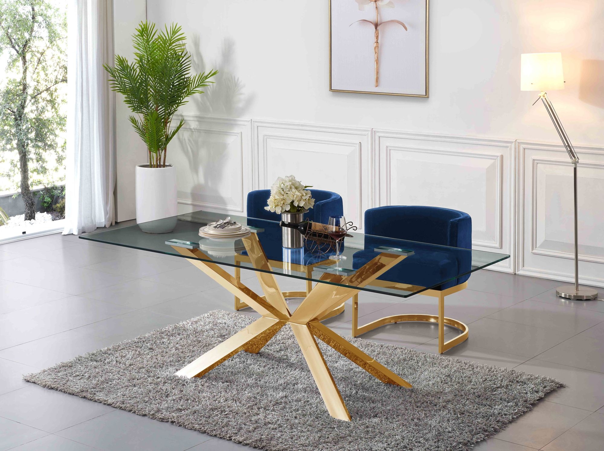 Gianna Velvet Dining Chair with Stainless Steel Base