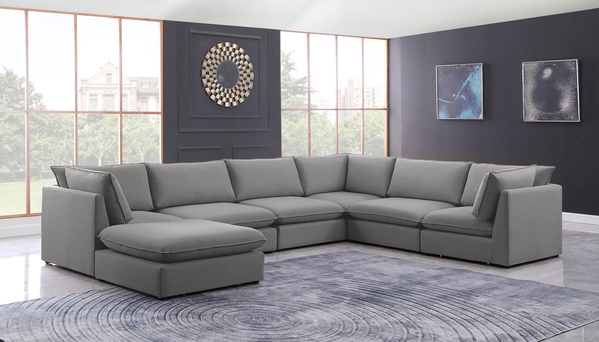 Mackenzie 160" 7-Piece Linen Modular Sectional