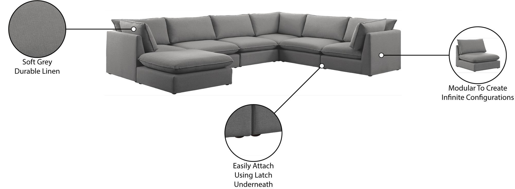 Mackenzie 160" 7-Piece Linen Modular Sectional