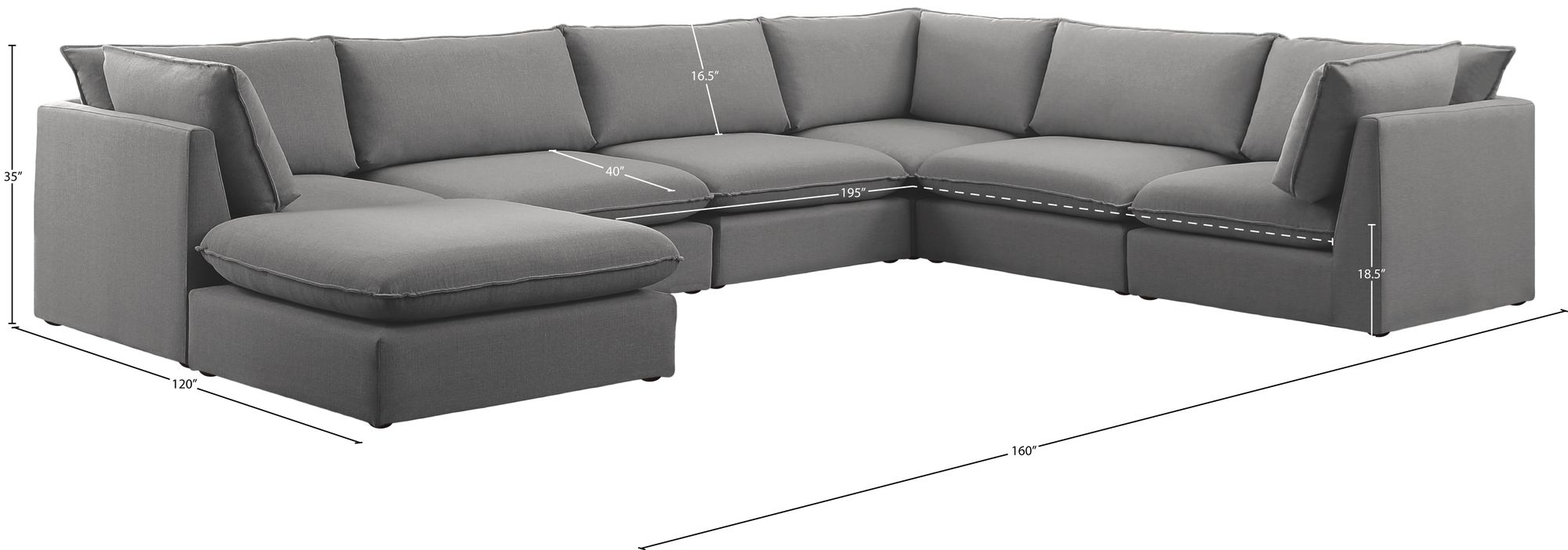 Mackenzie 160" 7-Piece Linen Fabric Modular Sectional Sofa